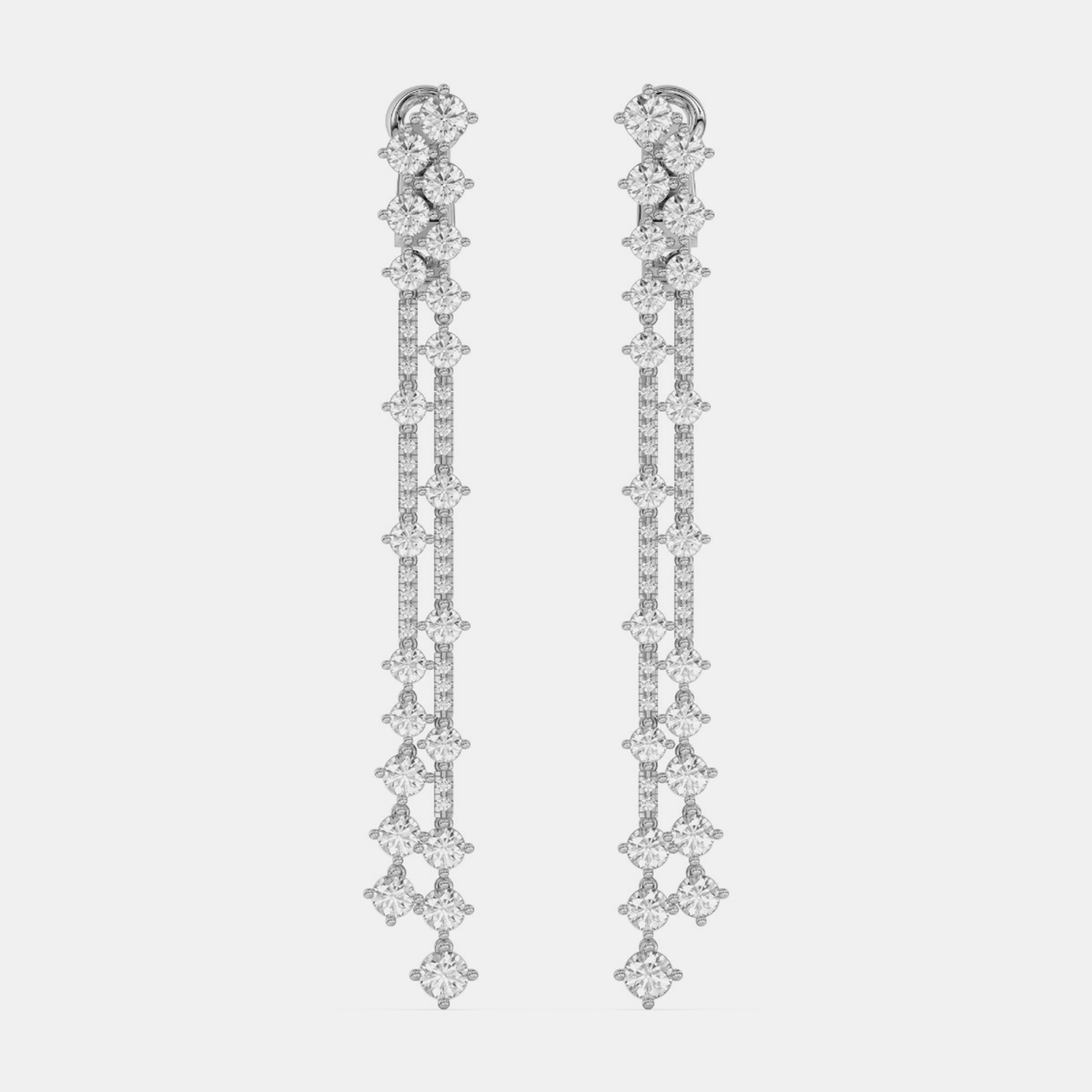 14k White Gold Double Row Dangle Lab Grown Diamond Earrings (6.25 Ct)
14k White Gold Double Row Dangle Lab Grown Diamond Earrings (6.25 Ct)