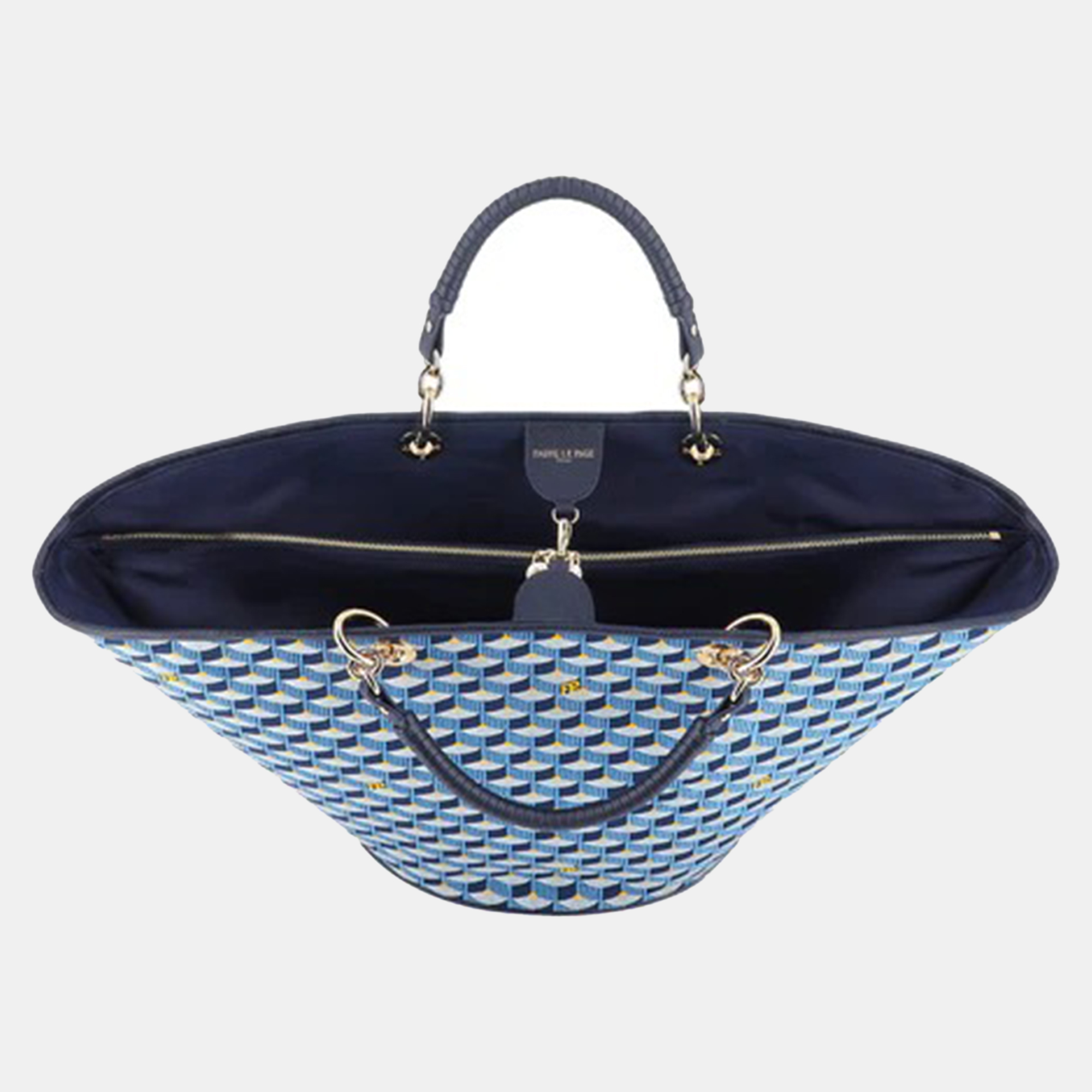Faure Le Page Navy Blue Leather Tote