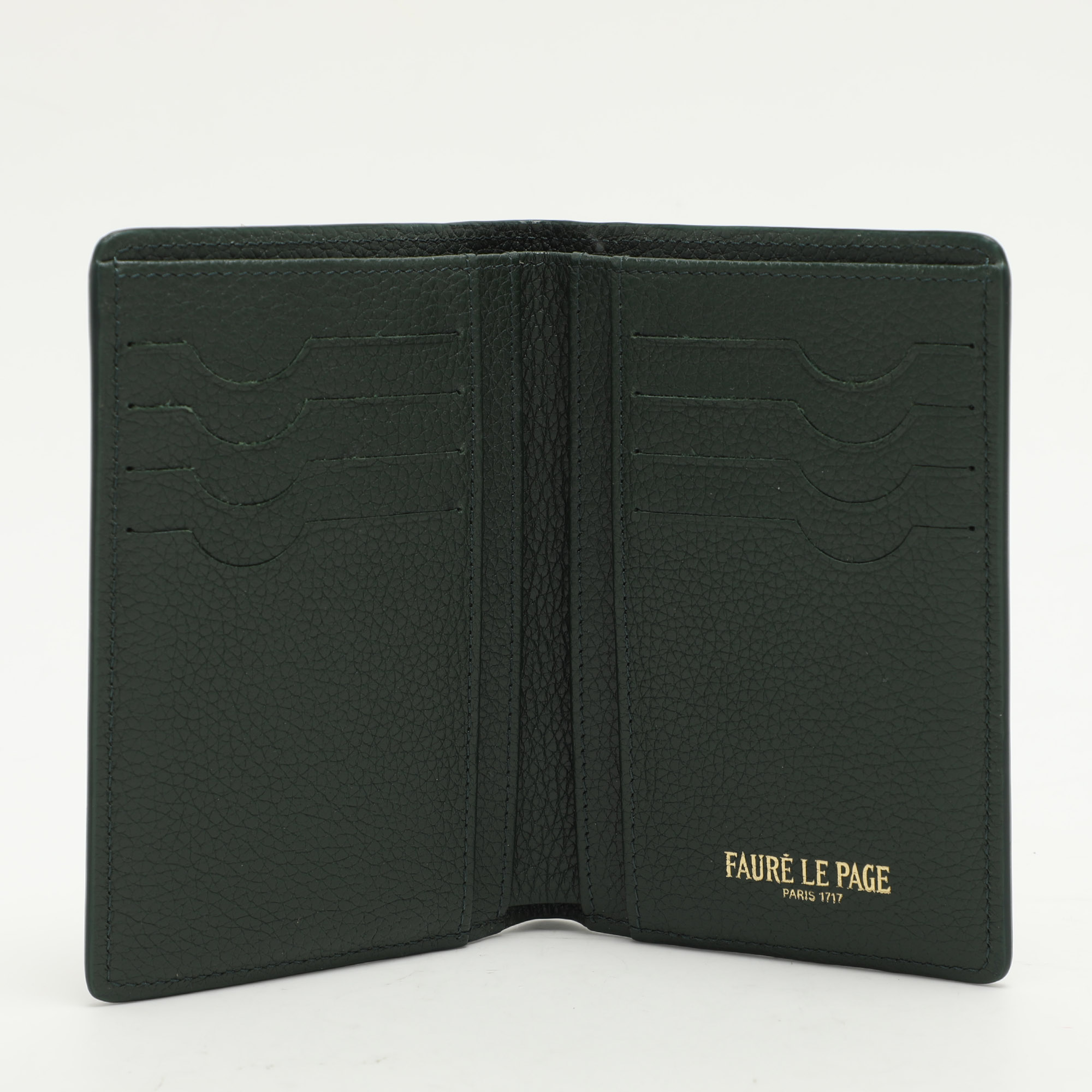 Faure Le Page Green Coated Canvas And Leather Bifold Card Case