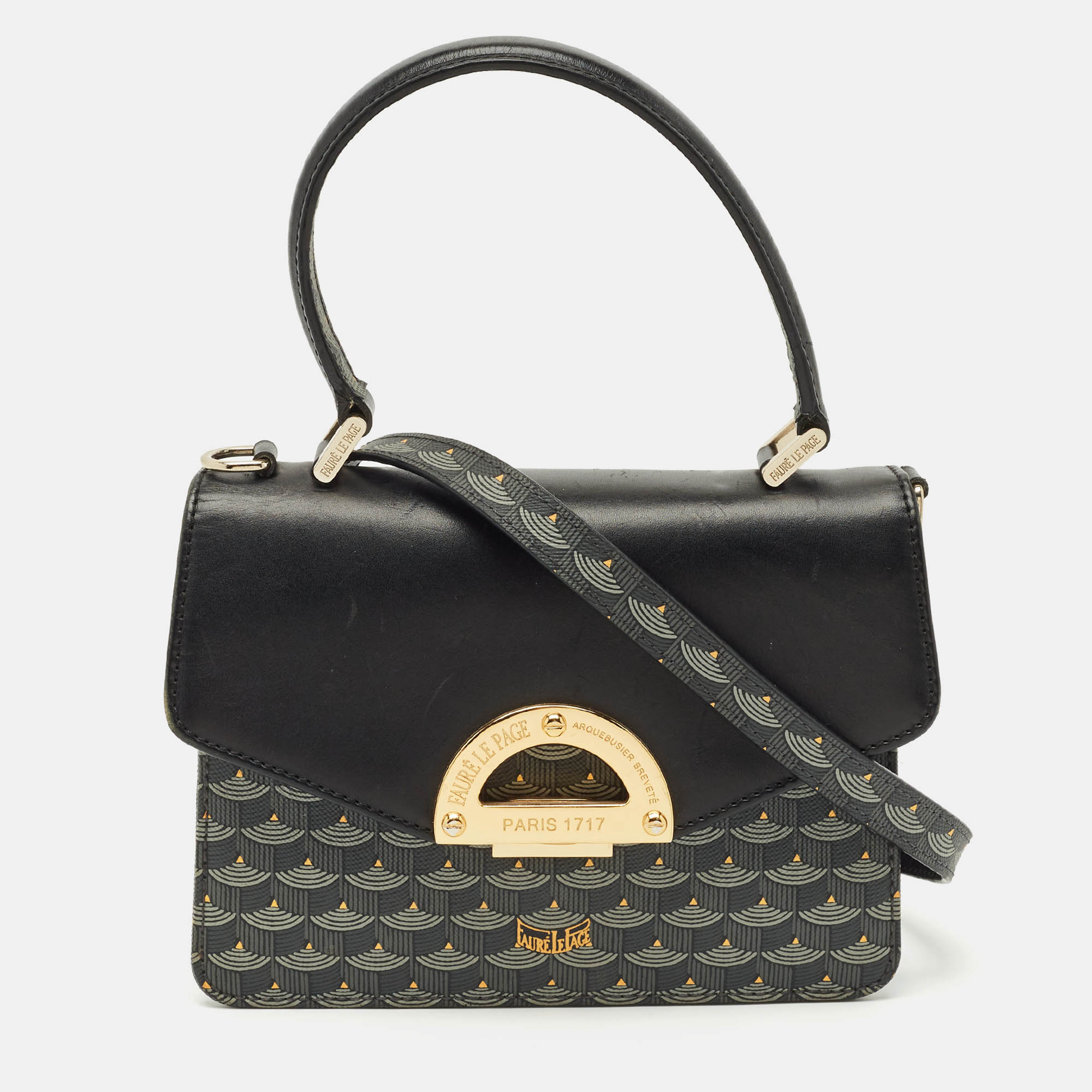Faure Le Page Black/Grey Coated Canvas and Leather Parade Top Handle Bag
Faure Le Page Black/Grey Coated Canvas and Leather Parade Top Handle Bag