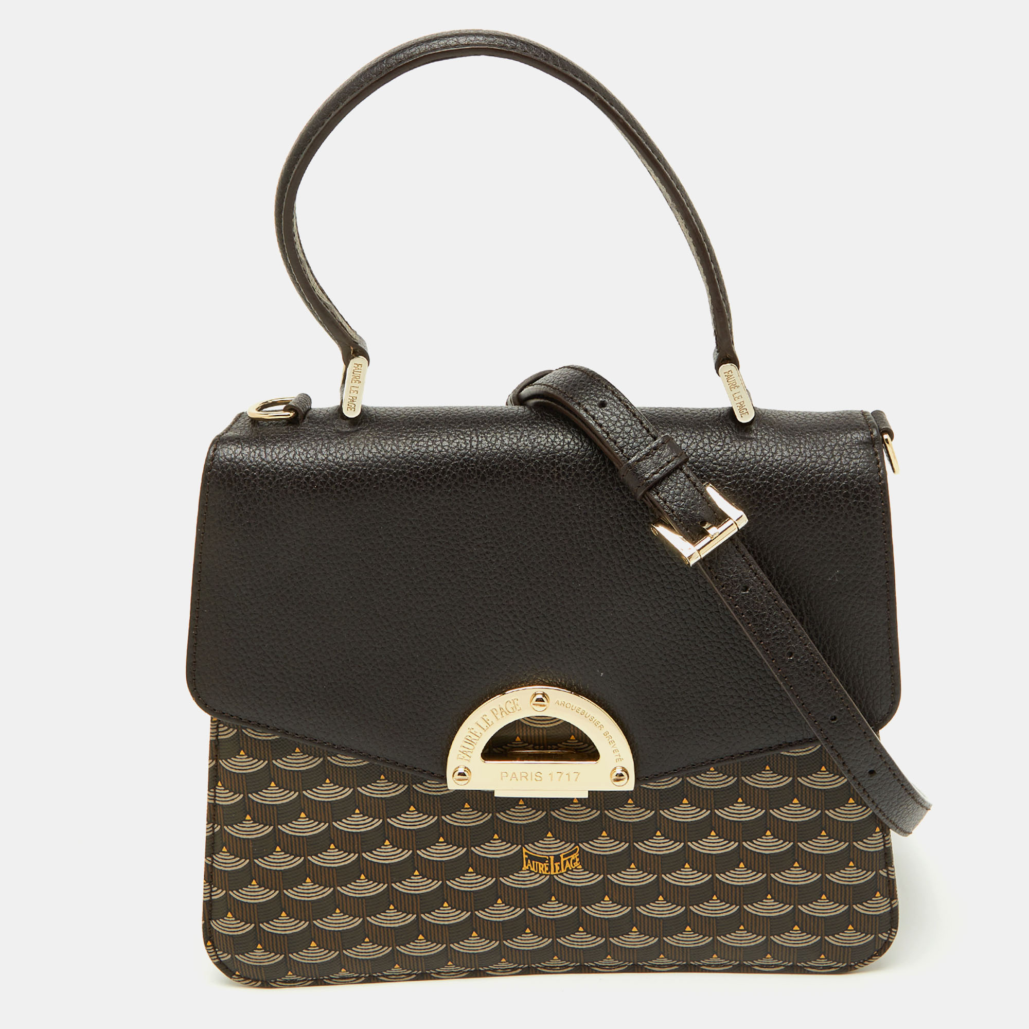 Faure Le Page Dark Brown Coated Canvas and Leather Parade Soft 23 Top Handle Bag
Faure Le Page Dark Brown Coated Canvas and Leather Parade Soft 23 Top Handle Bag