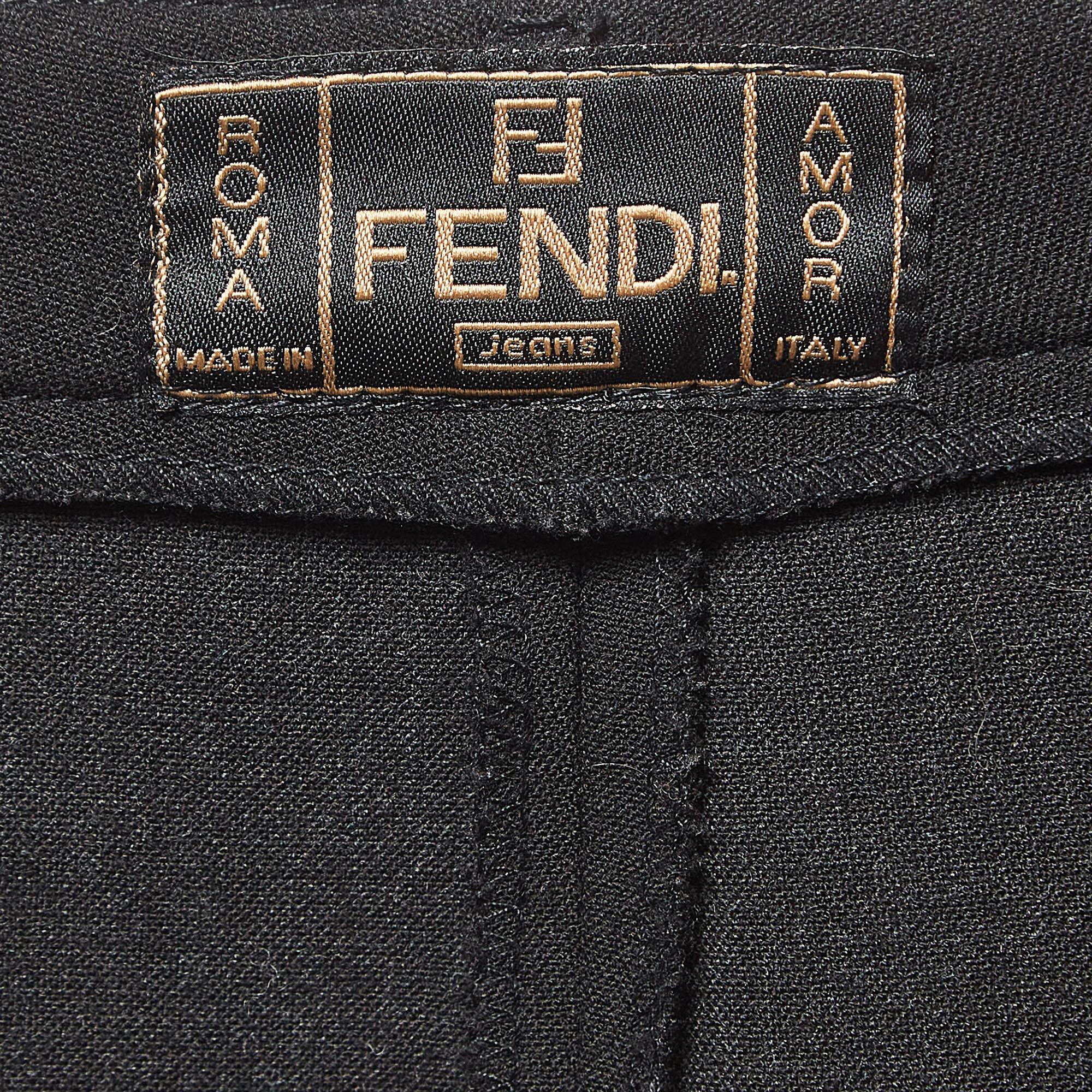 Fendi Jeans Vintage Black Crepe Pencil Skirt L