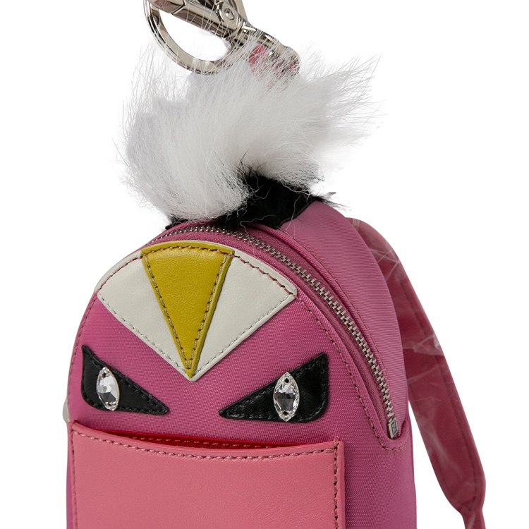Fendi Pink Nylon And Leather Monster Backpack Charm