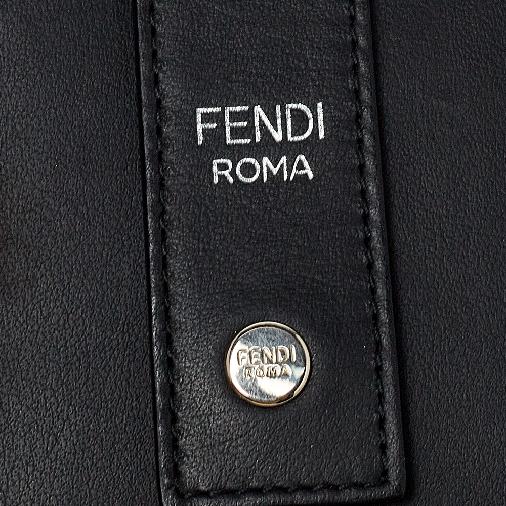 Fendi Black Leather Studded Monster Luggage Charm
