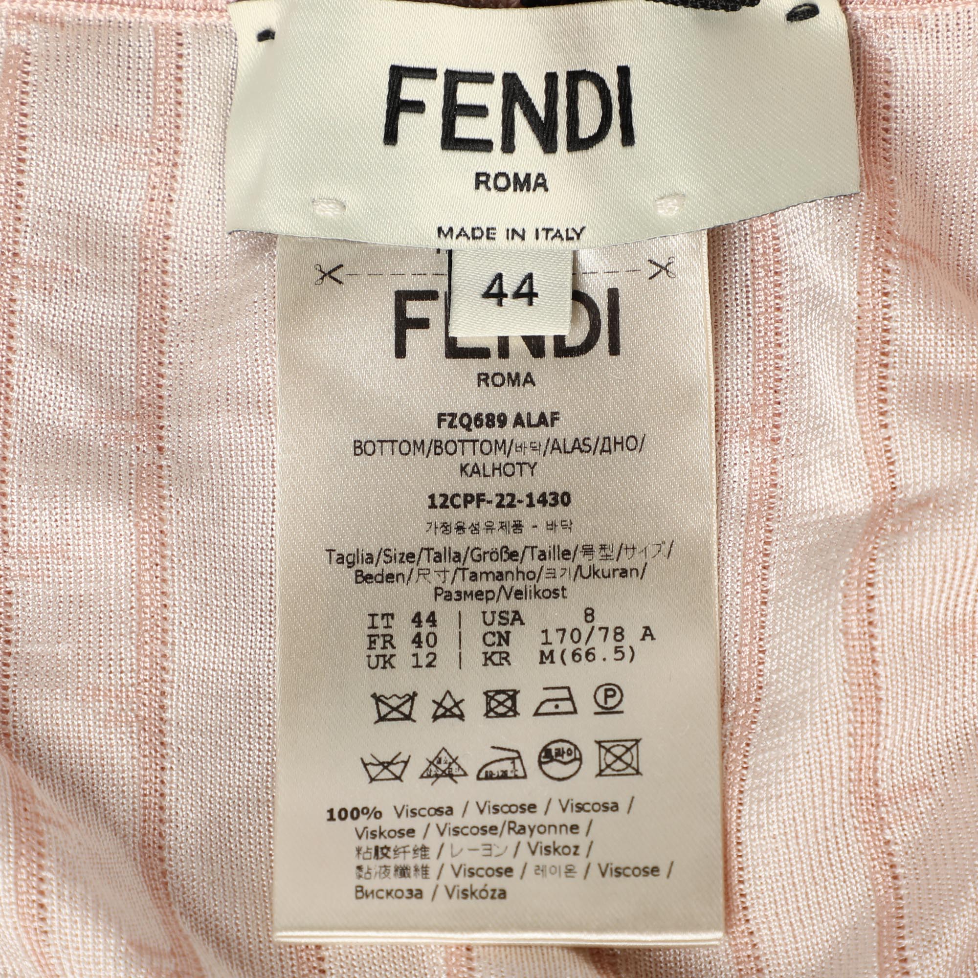 Fendi Pink Monogram Knit Midi Skirt M