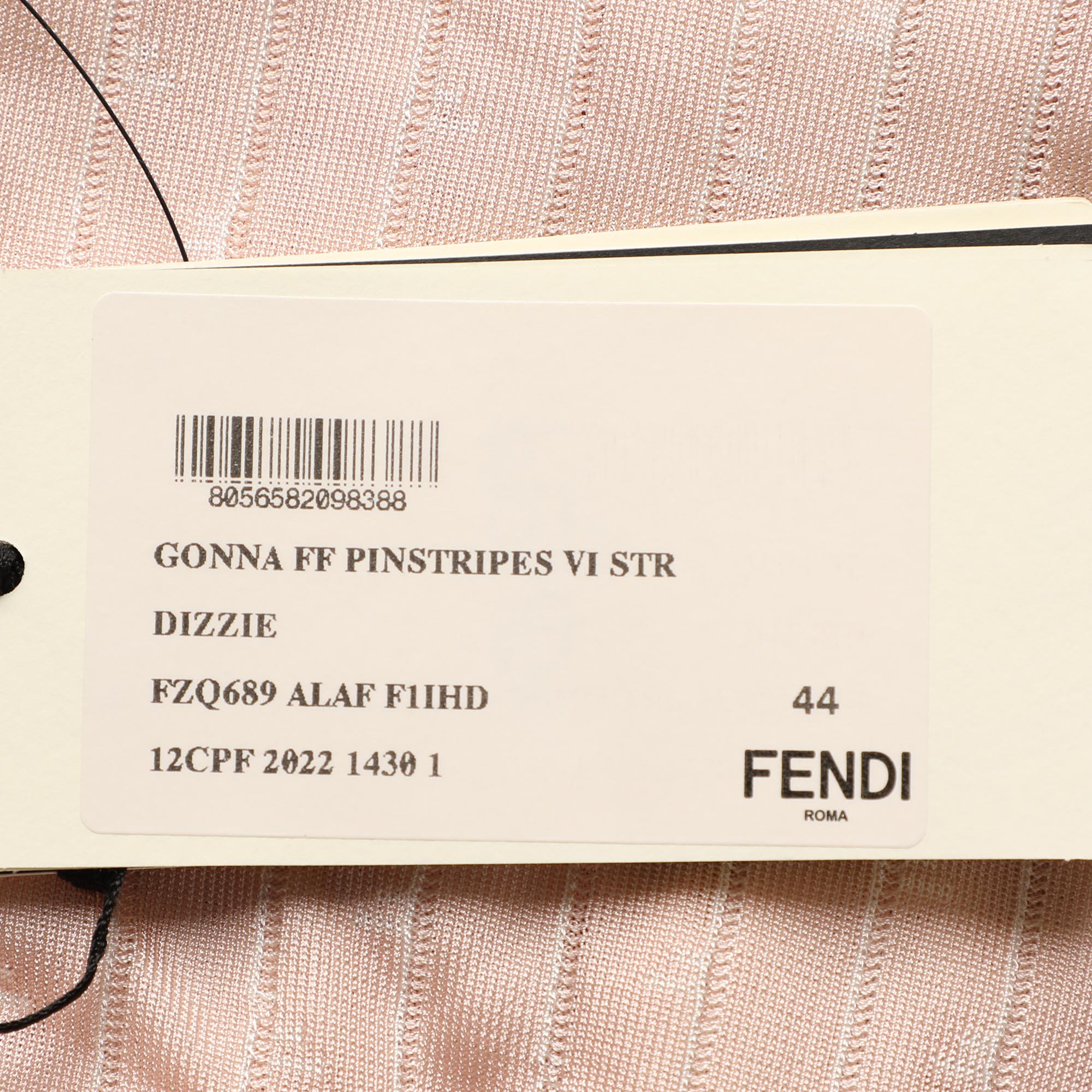 Fendi Pink Monogram Knit Midi Skirt M