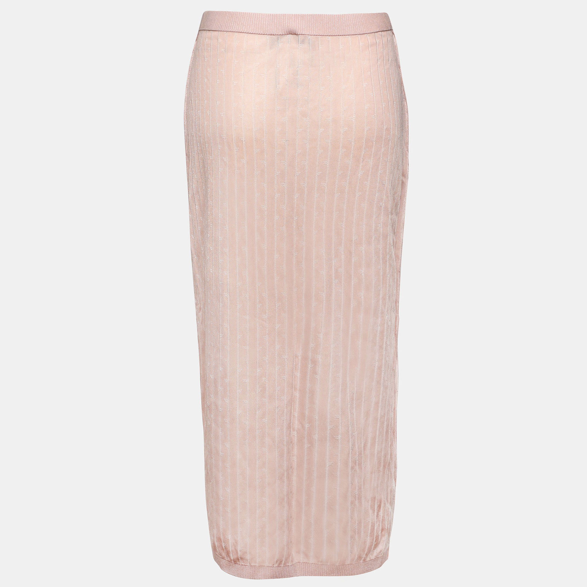 Fendi Pink Monogram Knit Midi Skirt M