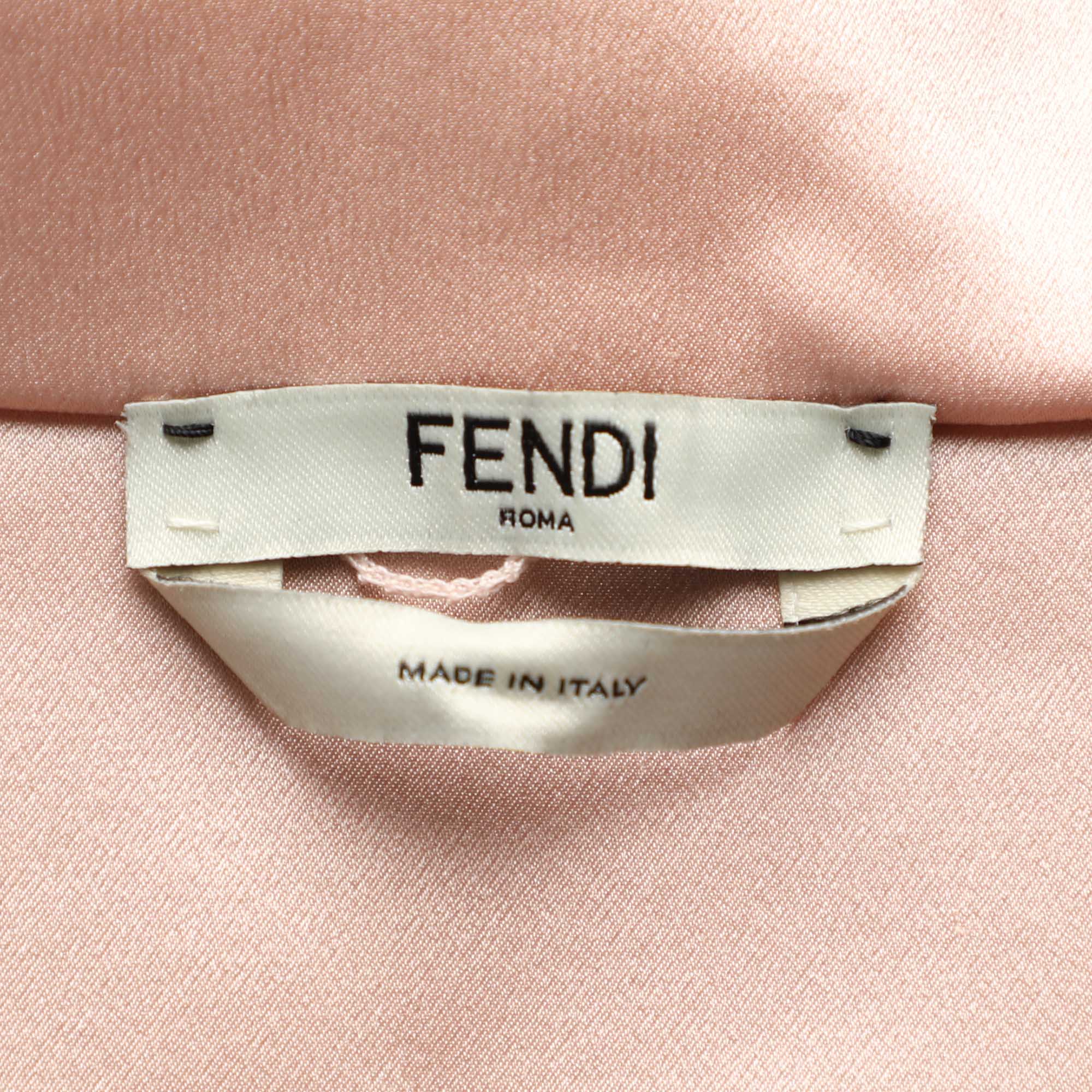 Fendi Beige Silk Satin Button Front Top S