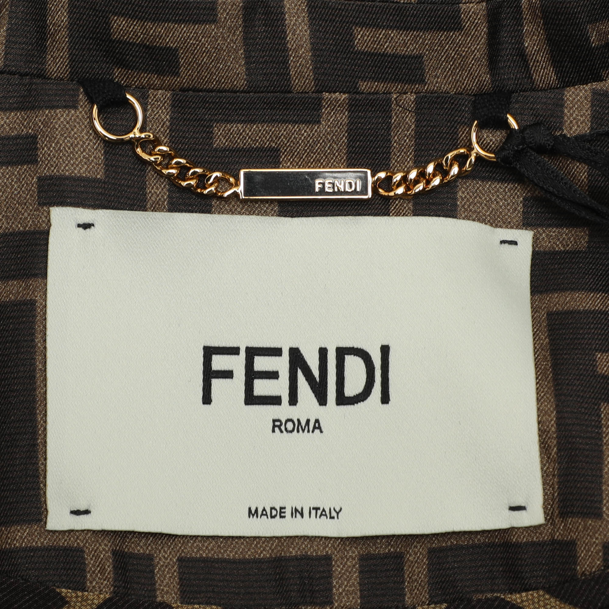 Fendi Brown FF Zucca Print Silk Jacket S