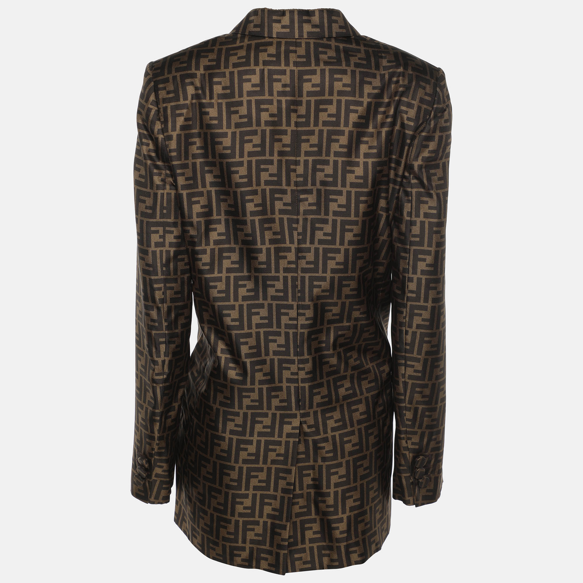 Fendi Brown FF Zucca Print Silk Jacket S