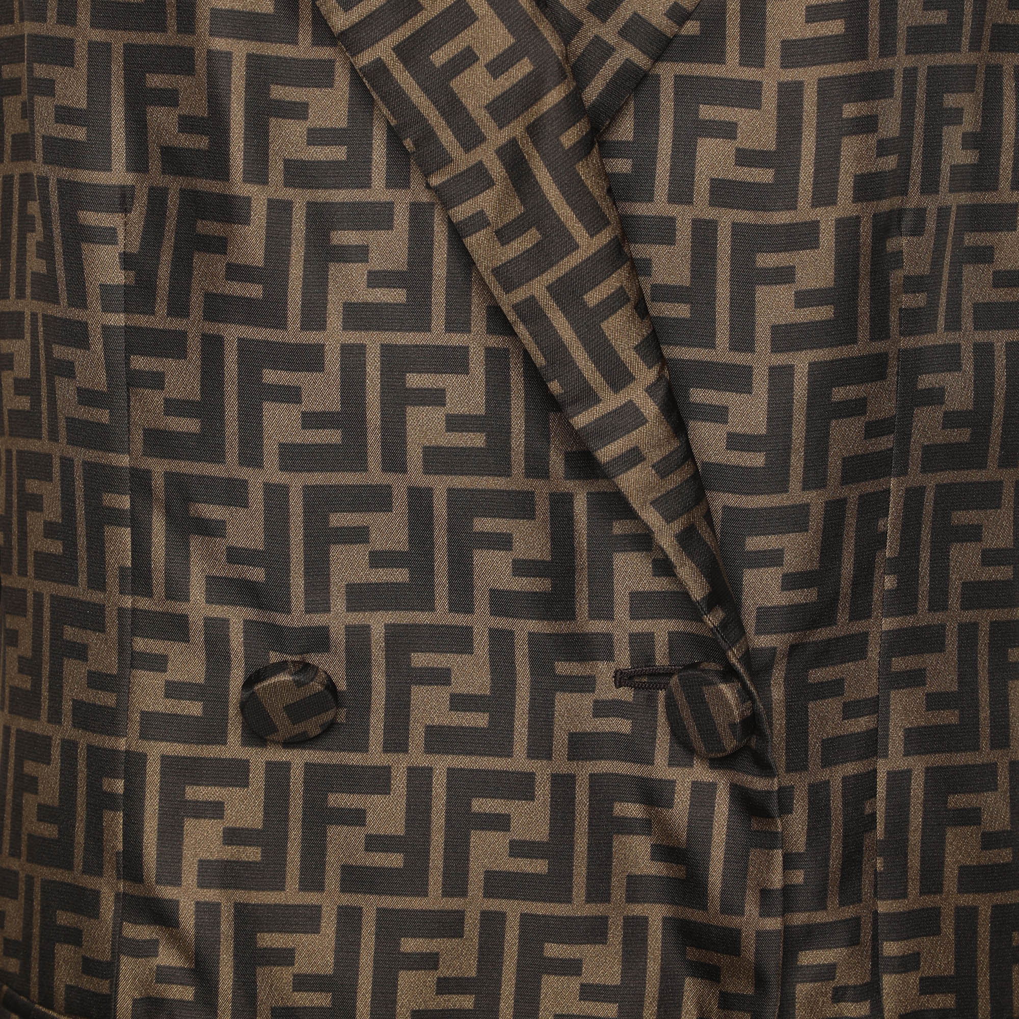 Fendi Brown FF Zucca Print Silk Jacket S