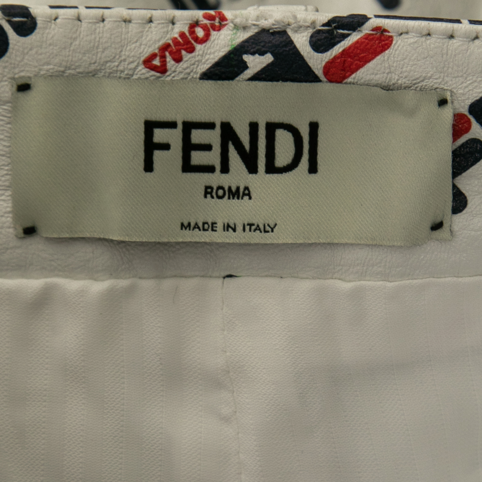 Fendi White All Over Logo Print Leather Mini Skirt M