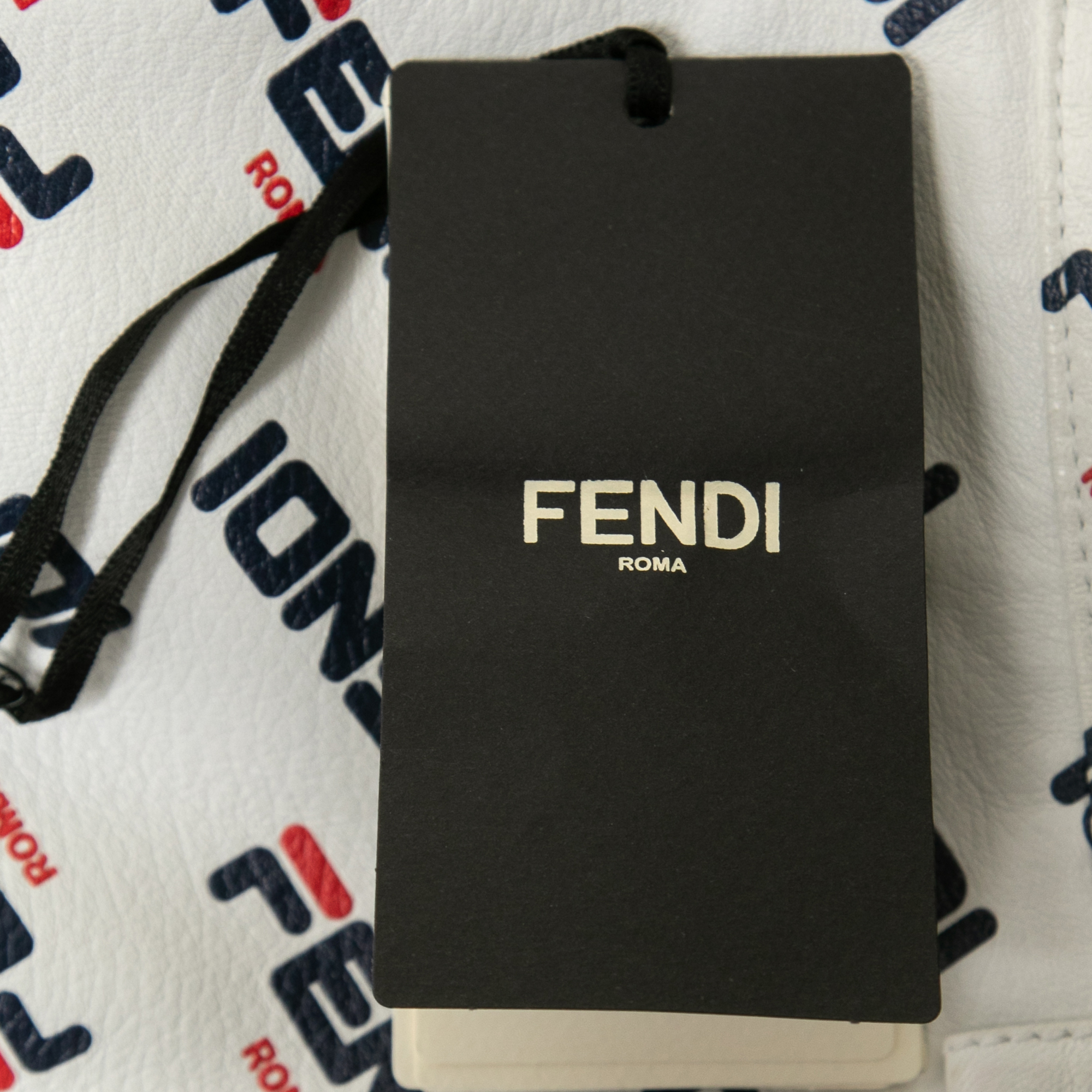 Fendi White All Over Logo Print Leather Mini Skirt M