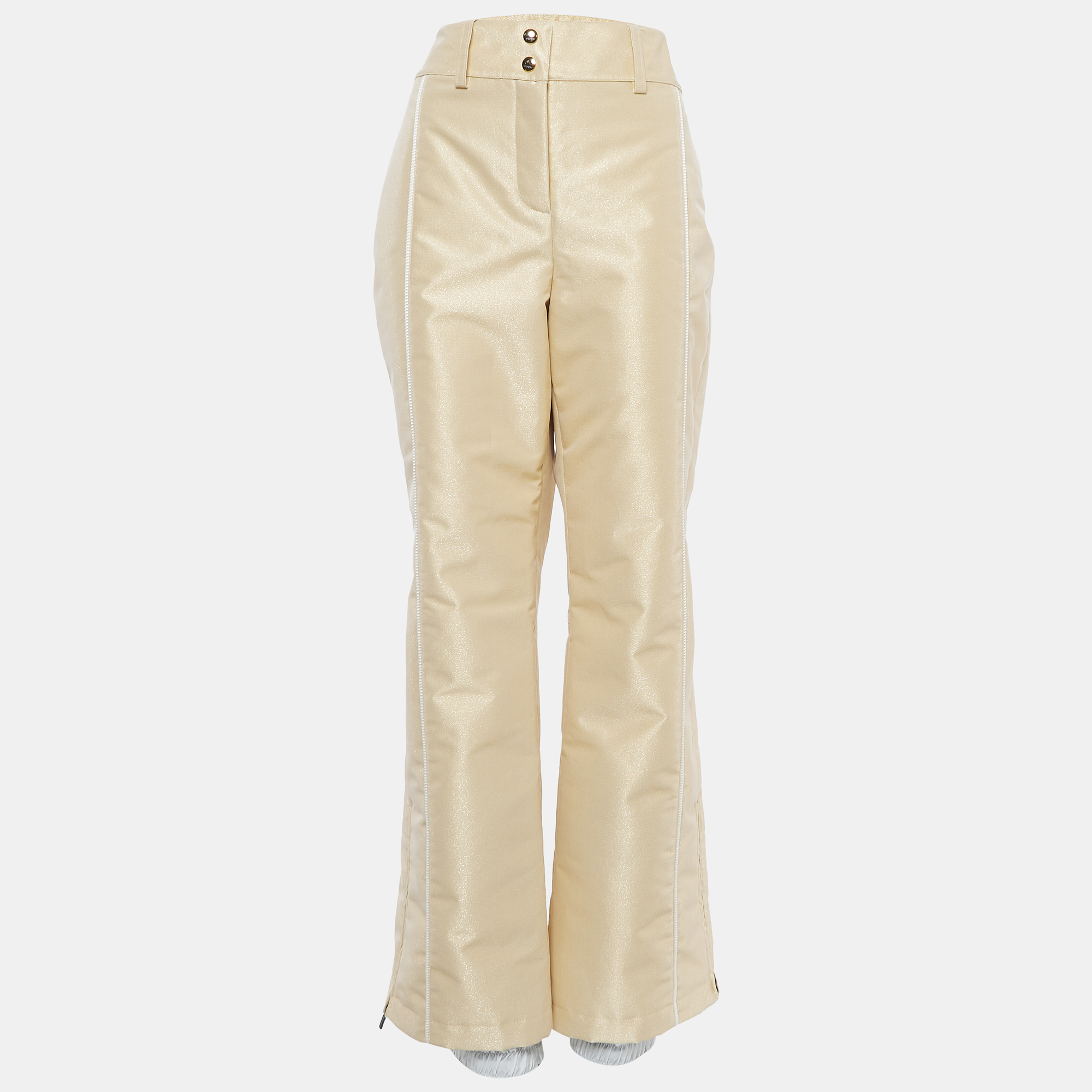 Fendi gold metallic synthetic insulated ski pants l