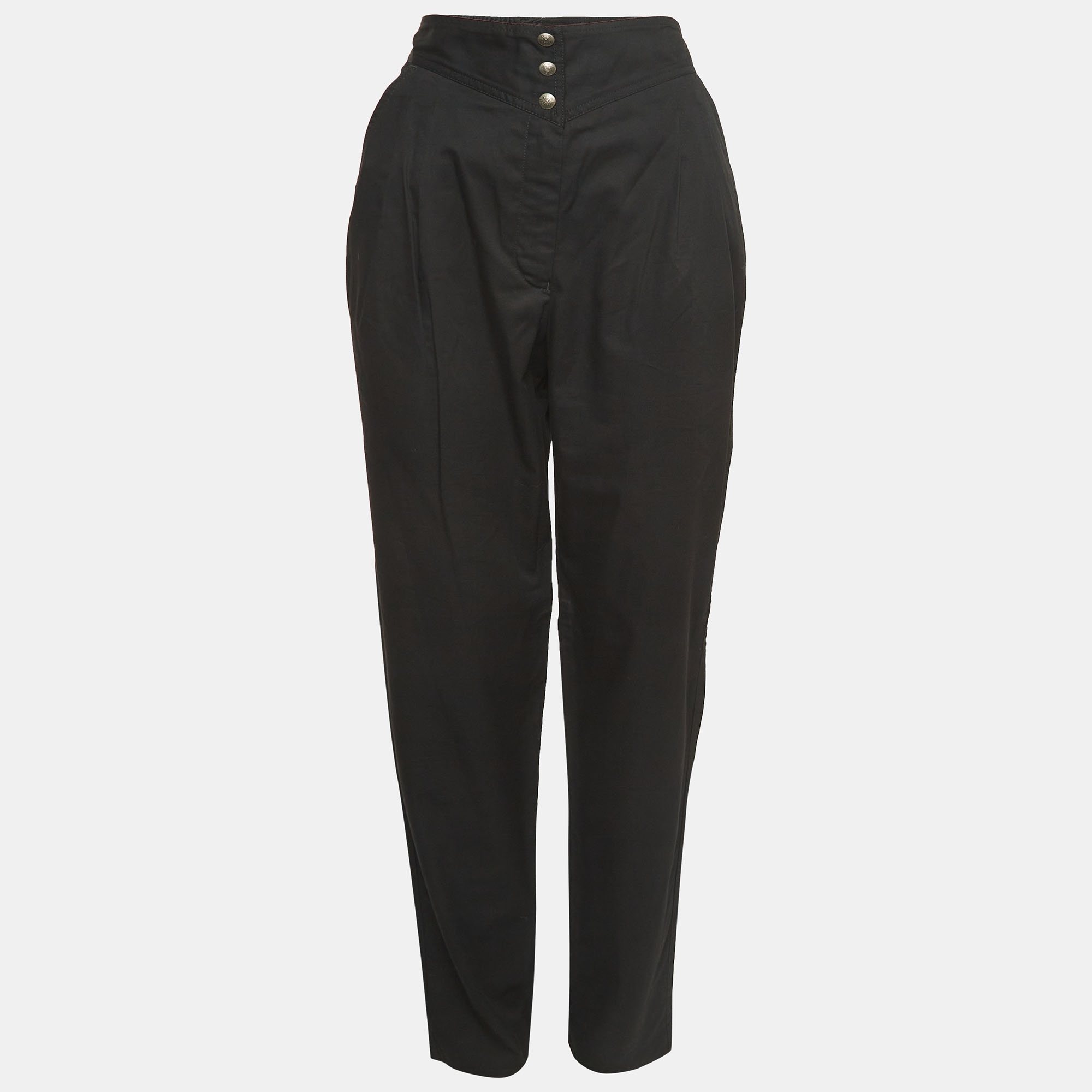 Fendi vintage black cotton tapered trousers m