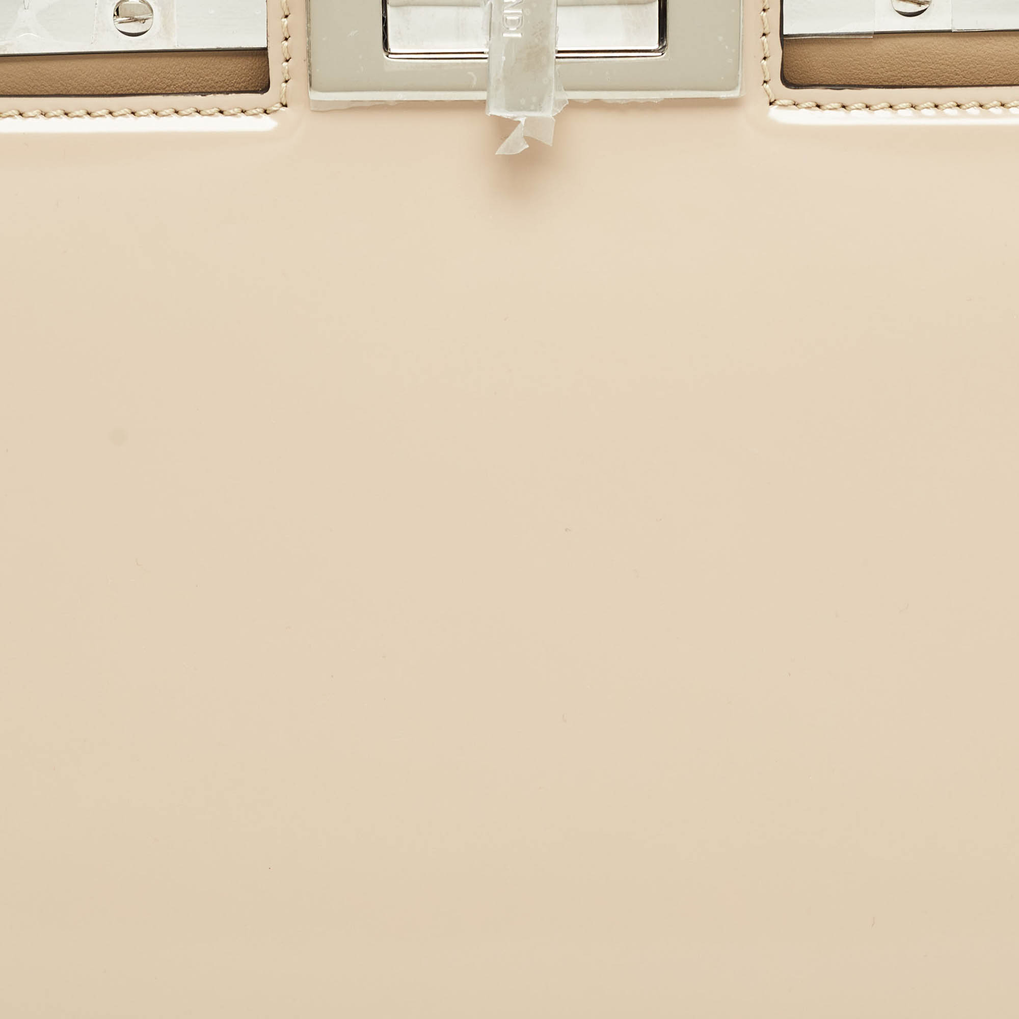 Fendi Beige Patent Leather Medium Peekaboo Cut Bag