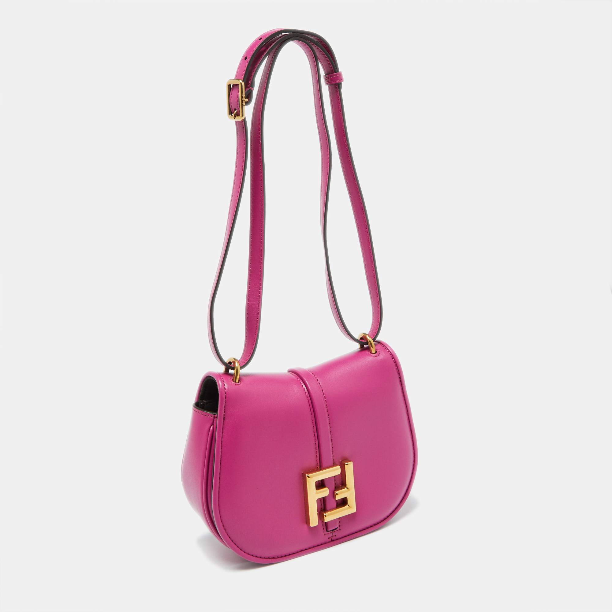 Fendi Pink Leather Small C'Mon Flap Shoulder Bag