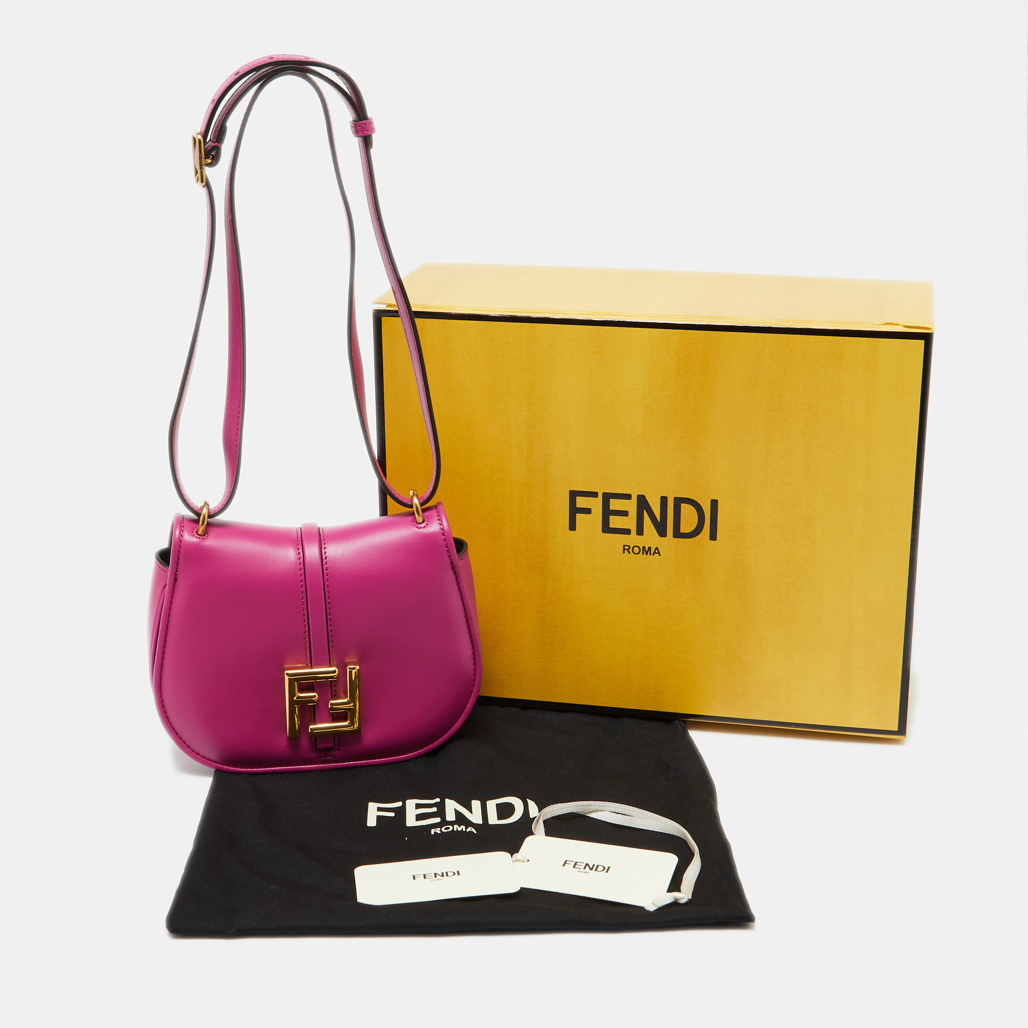 Fendi Pink Leather Small C'Mon Flap Shoulder Bag