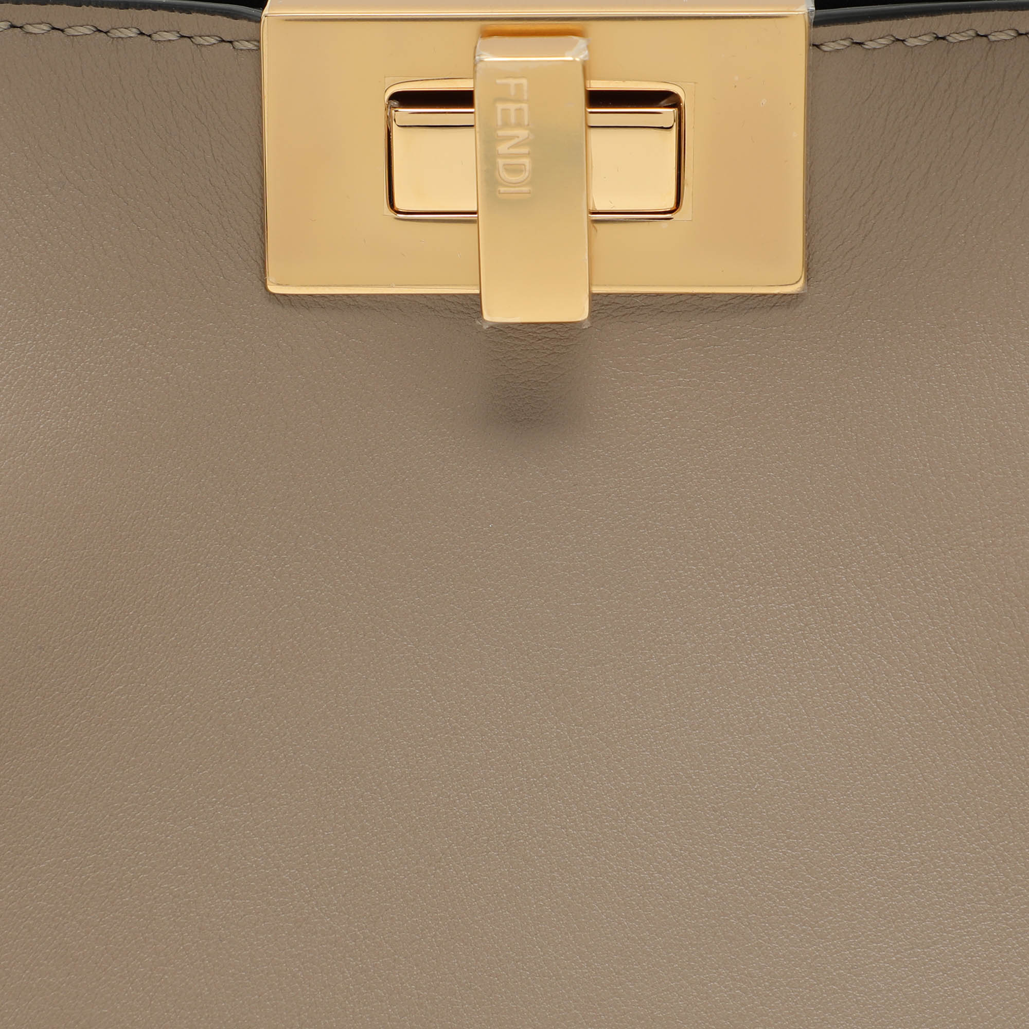 Fendi Beige Leather Peekaboo Iconic Essentially Top Handle Bag