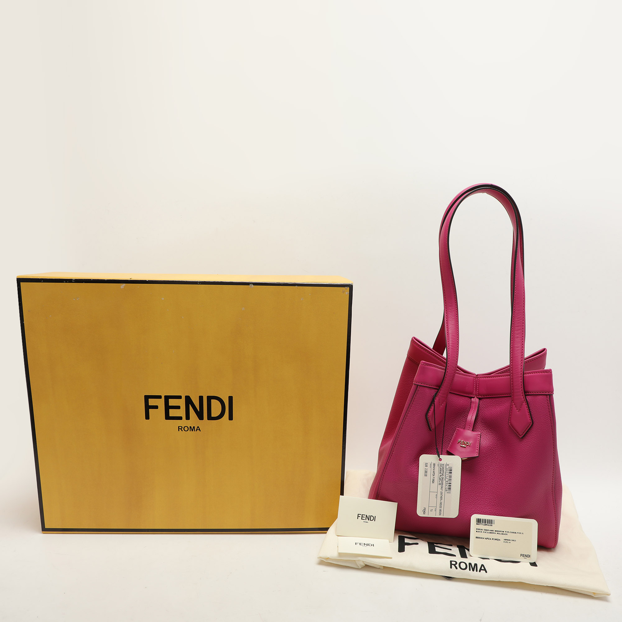 Fendi Fuchsia Leather Medium Origami Tote