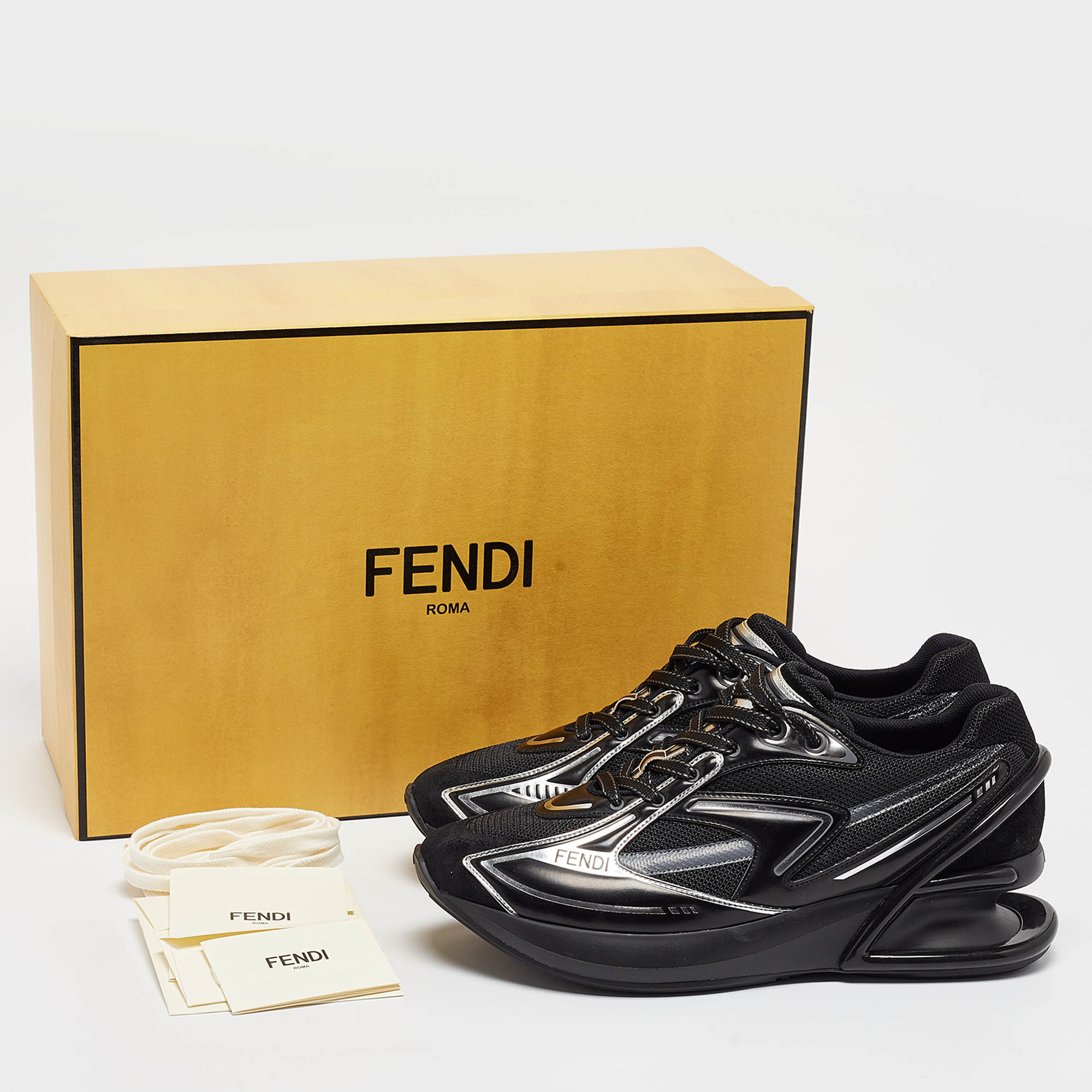 Fendi Black Suede And Leather Fendi First Sneakers Size 38