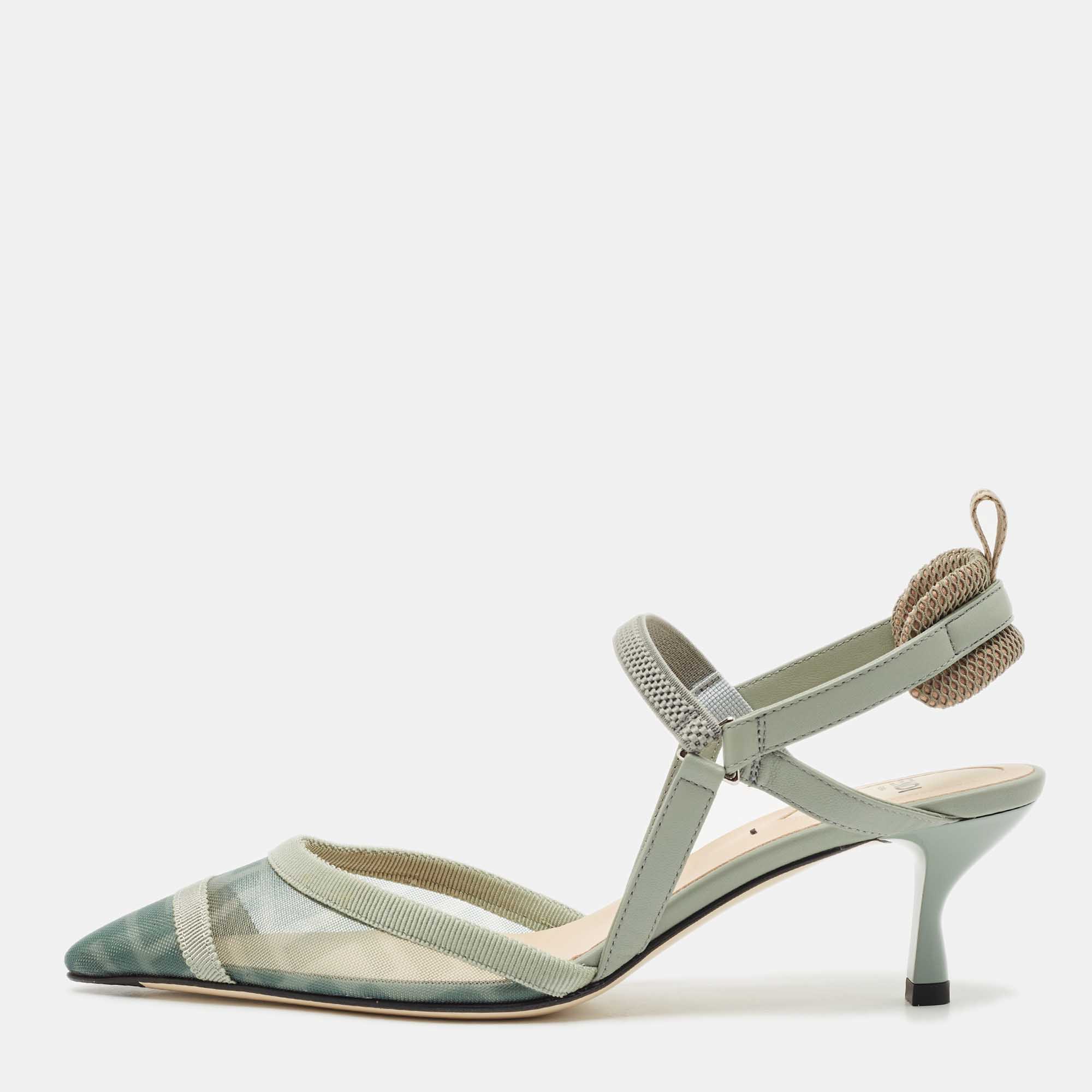 Fendi Green/Grey Zucca Mesh and Fabric Colibri Lite Slingback Pumps Size
Fendi Green/Grey Zucca Mesh and Fabric Colibri Lite Slingback Pumps Size