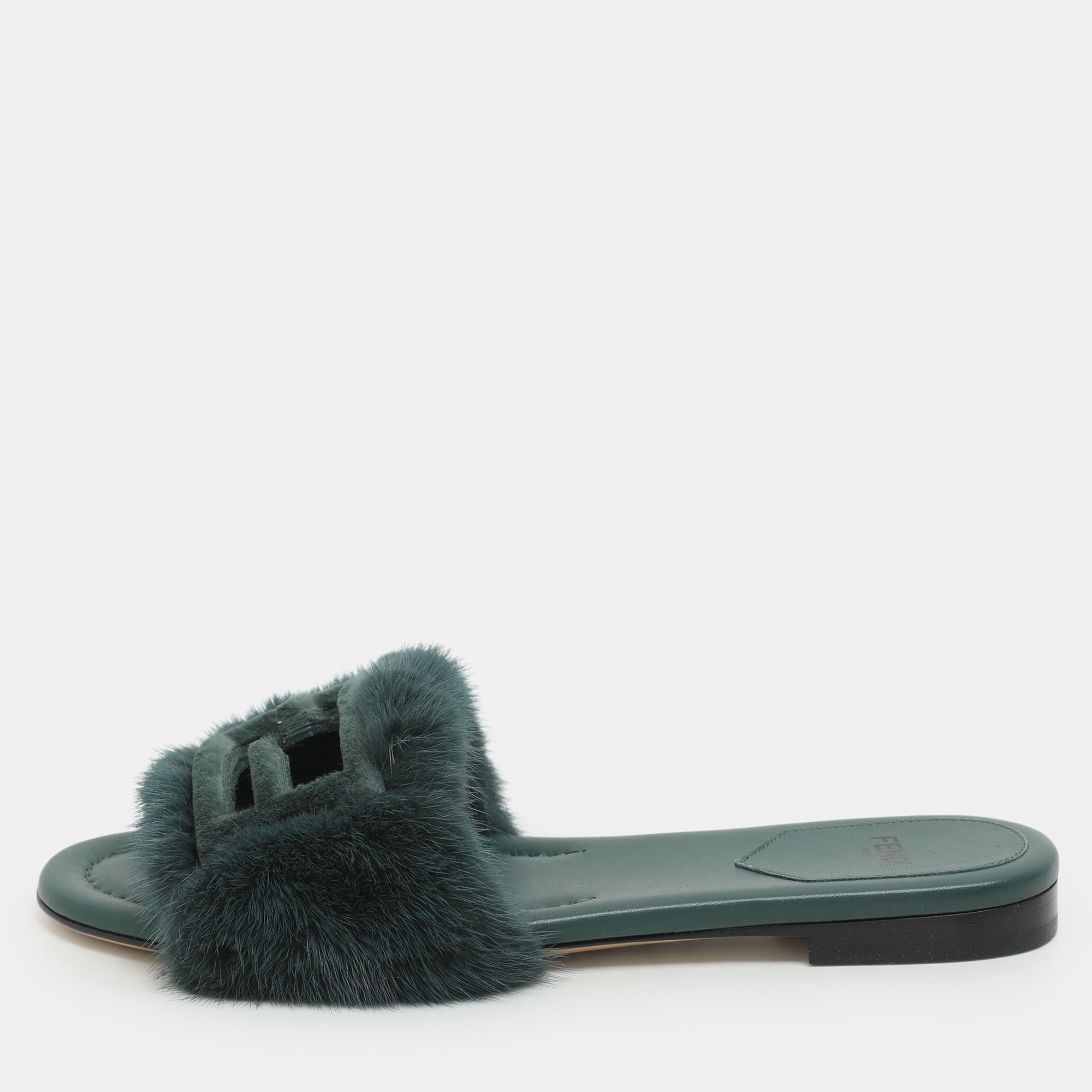 Mink Fur Baguette Slide Sandals Size 36 - Fendi - Modalova