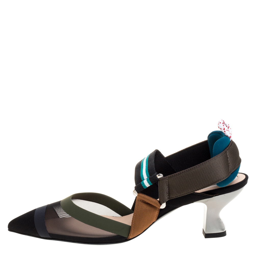 Fendi Multicolor Mesh And Fabric Colibri Slingback Pointed Toe Sandals Size
Fendi Multicolor Mesh And Fabric Colibri Slingback Pointed Toe Sandals Size