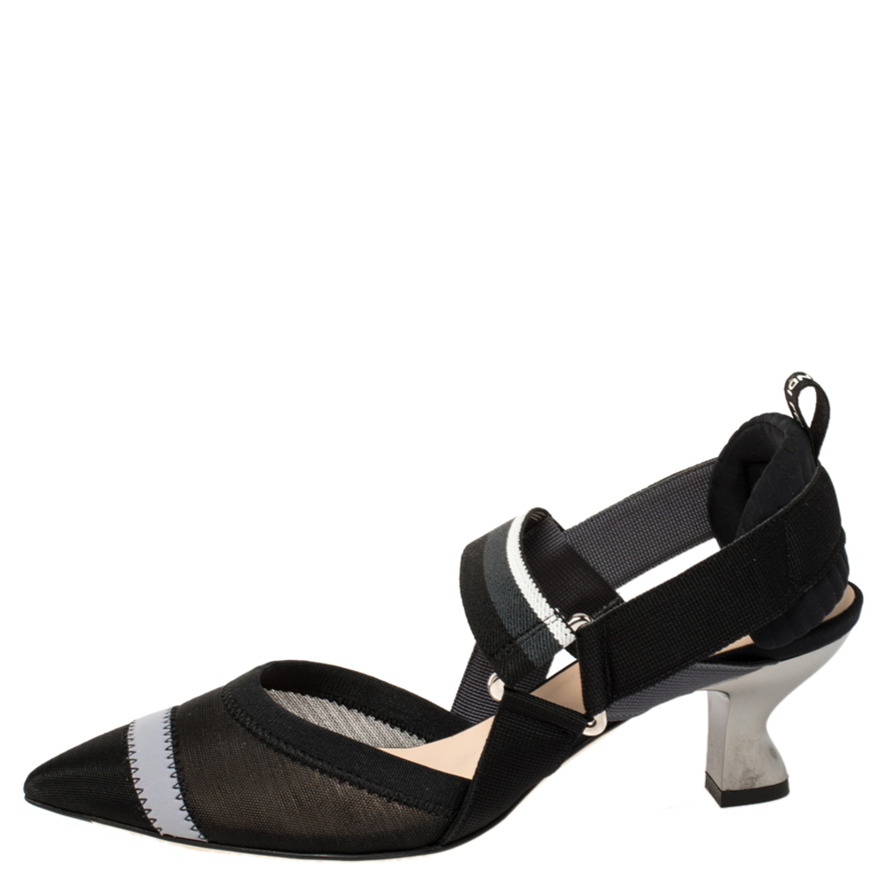 Fendi Multicolor Mesh, Elastic And Canvas Colibri Slingback Pointed Toe Sandals Size
Fendi Multicolor Mesh, Elastic And Canvas Colibri Slingback Pointed Toe Sandals Size