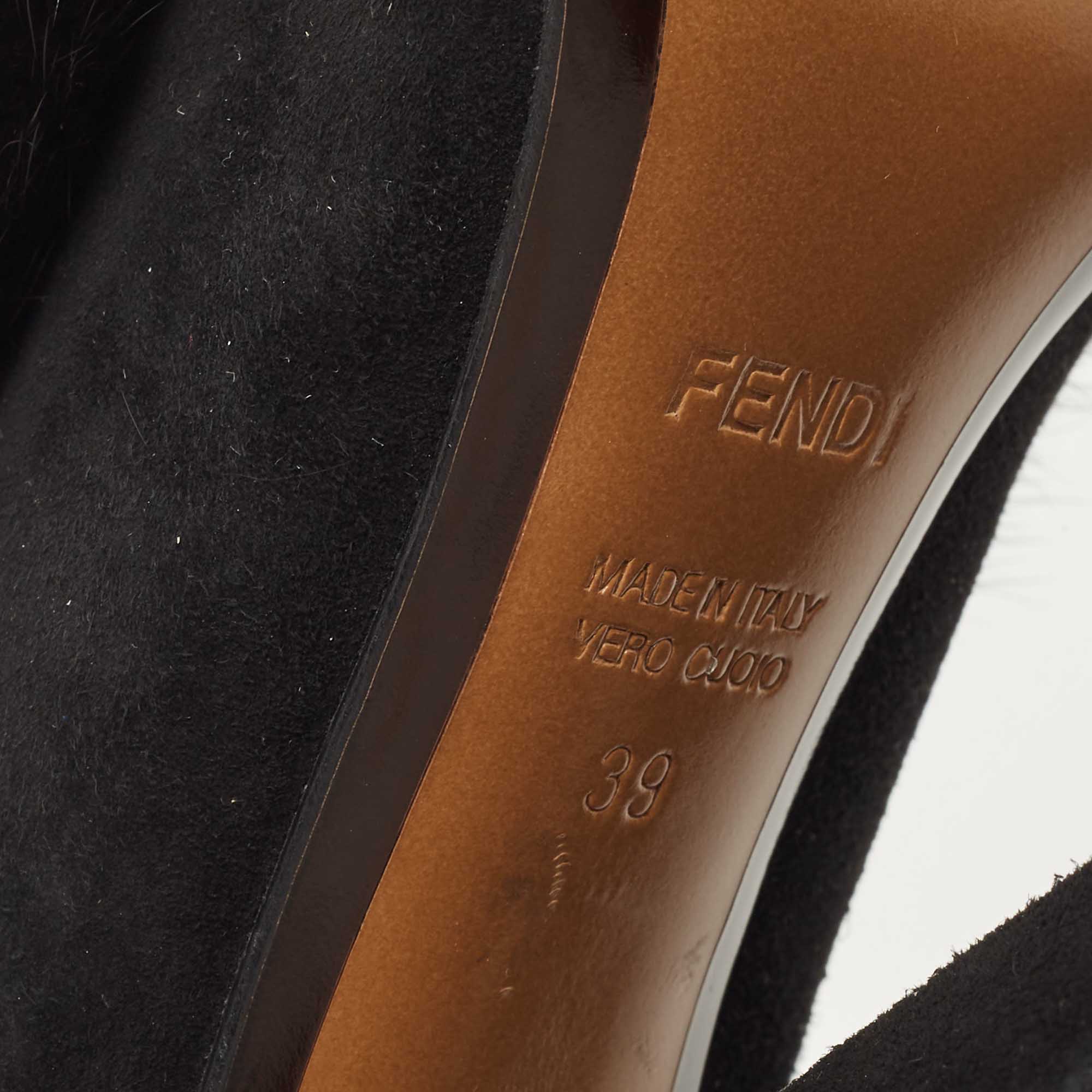 Fendi Black Suede And Fur Monster Pumps Size 39