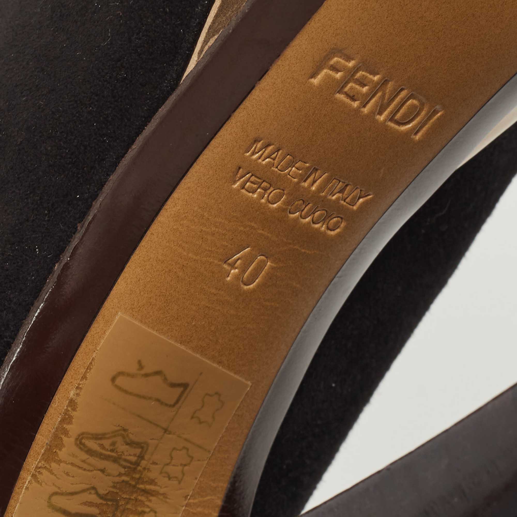Fendi Black Suede Round Toe Pumps Size 40