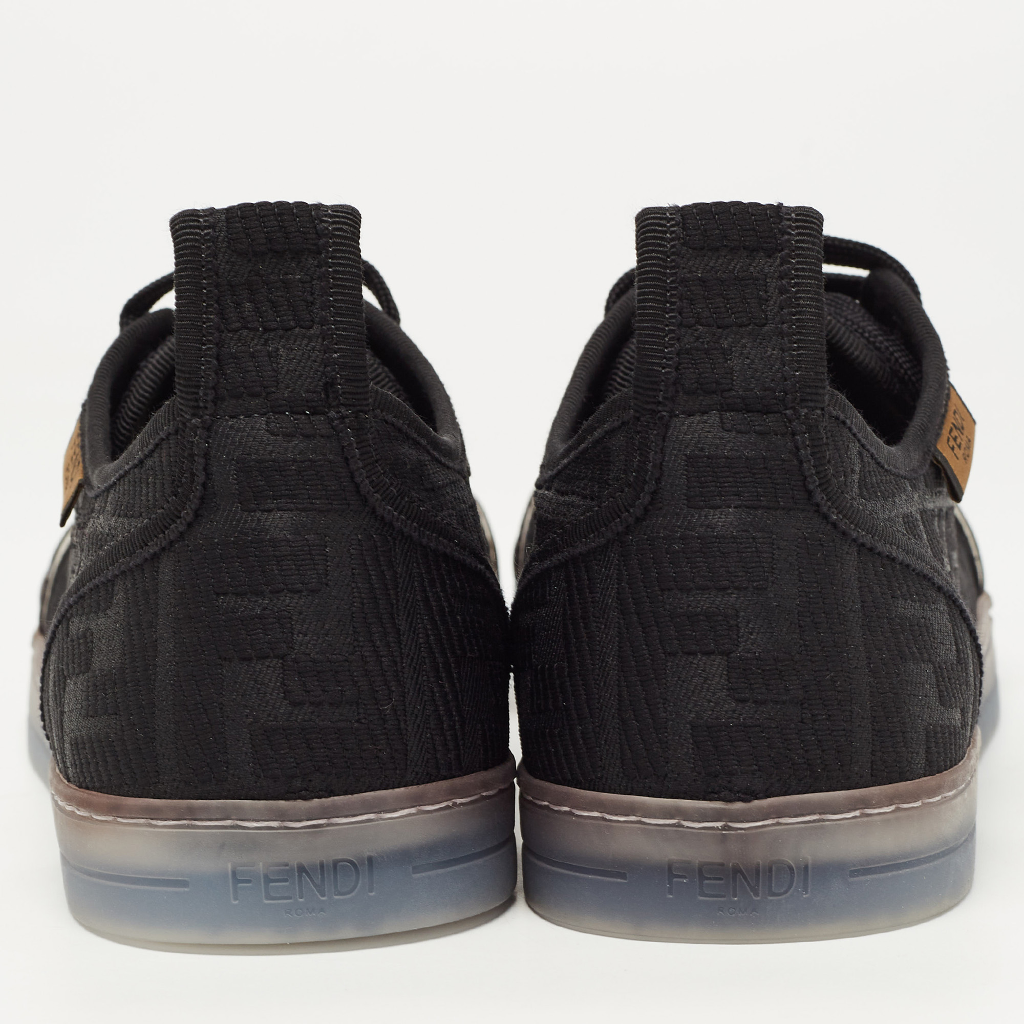 Fendi Black Canvas And PVC FF Logo Low-Top Sneakers Size 41