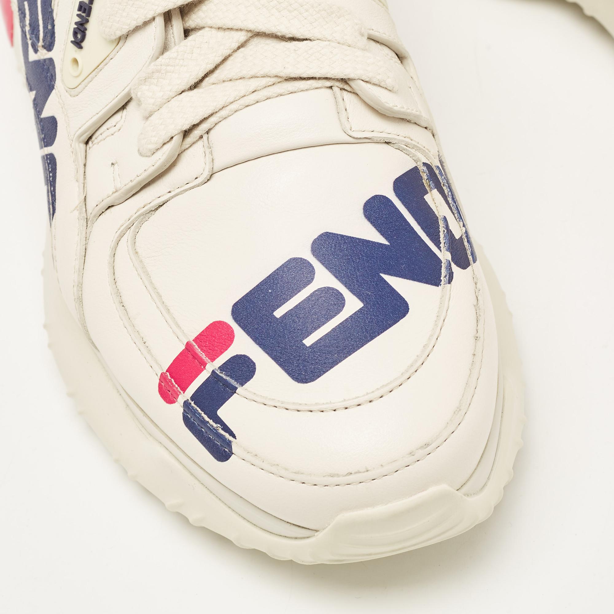 Fendi X Fila Cream Leather Fila Mania Platform Sneakers 35.5