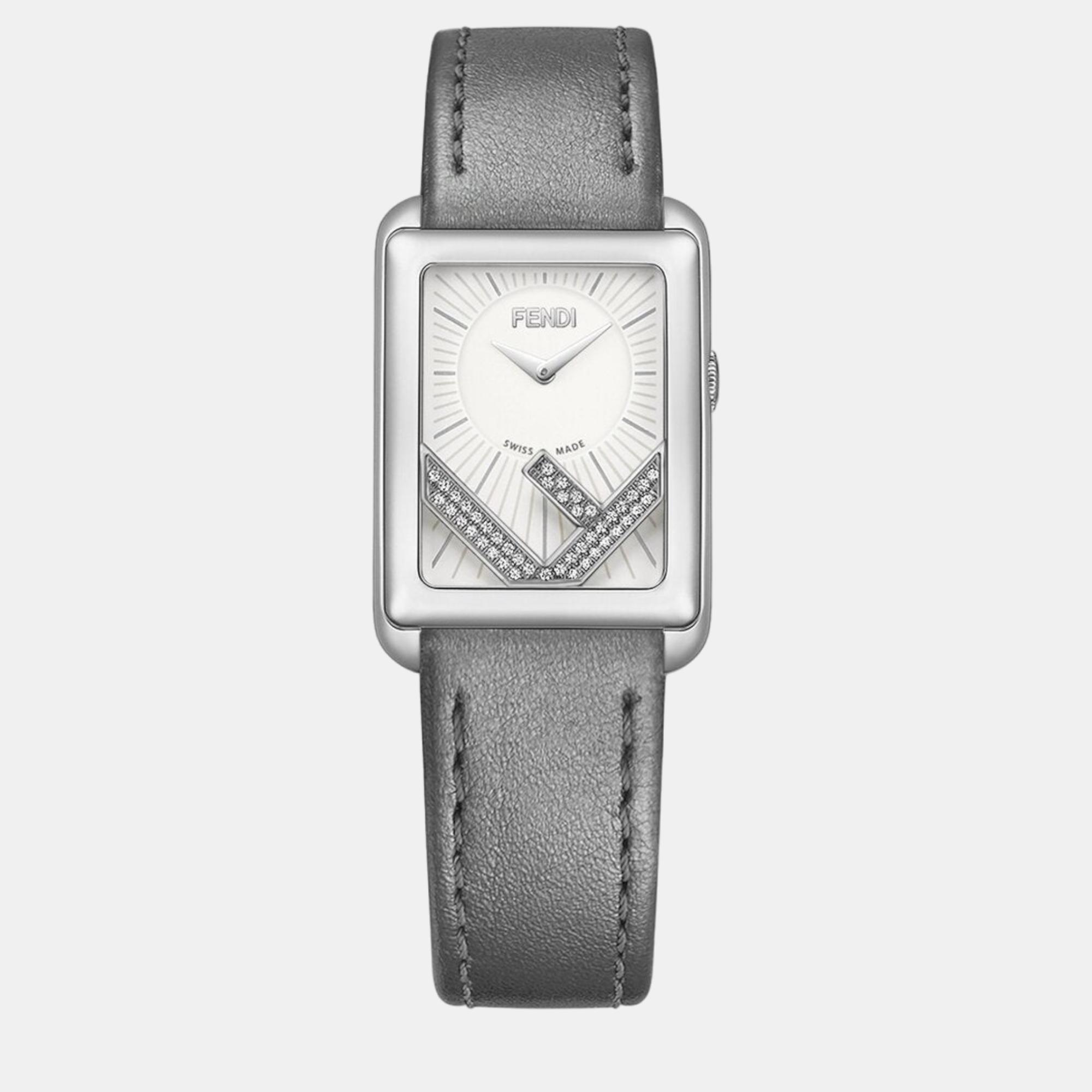 Fendi Grey Calfskin Leather Watch