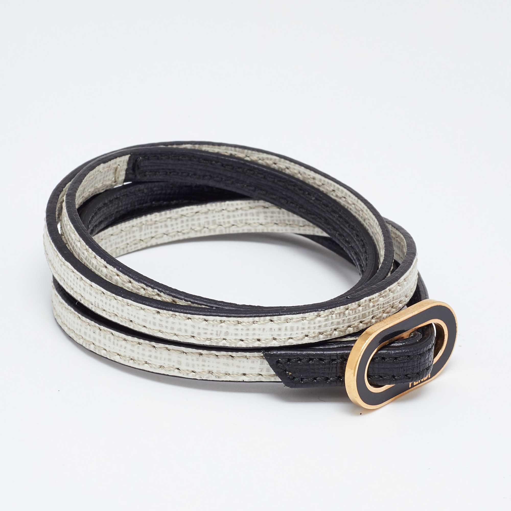 Fendi Crayons Monochrome Leather Wrap Bracelet