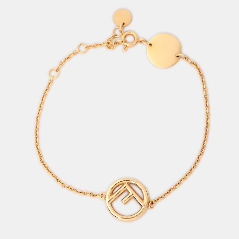 Fendi F Is Fendi Crystal Gold Tone Bracelet