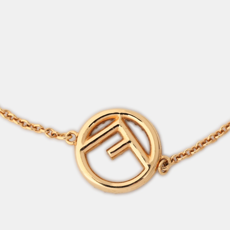 Fendi F Is Fendi Crystal Gold Tone Bracelet