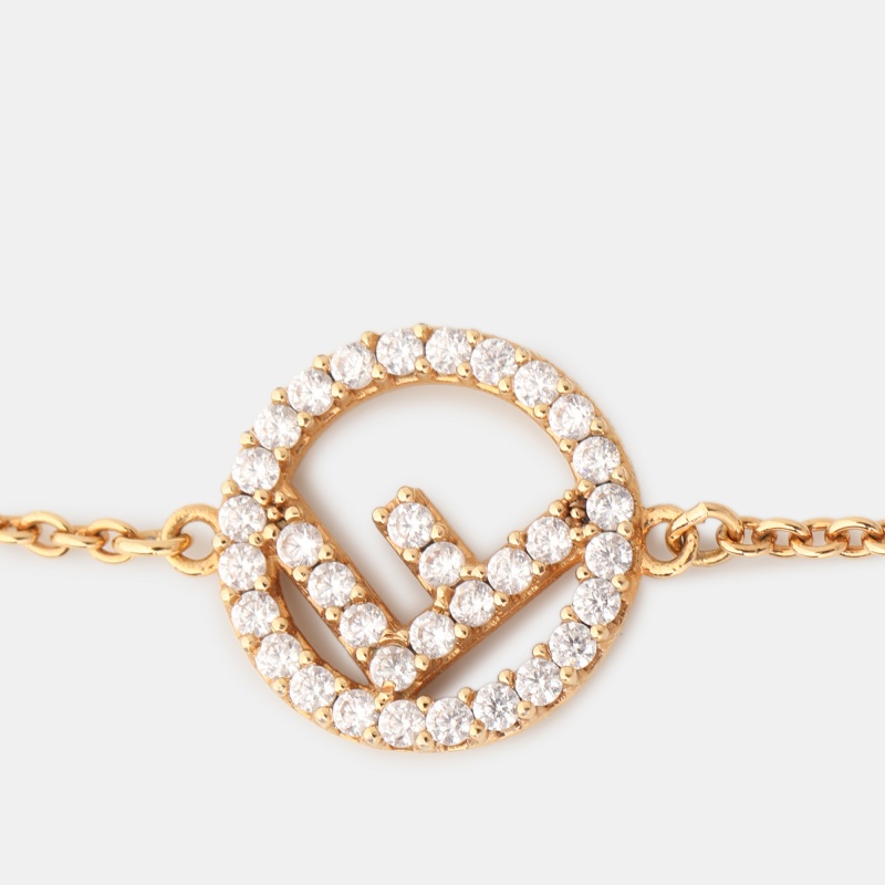 Fendi F Is Fendi Crystal Gold Tone Bracelet