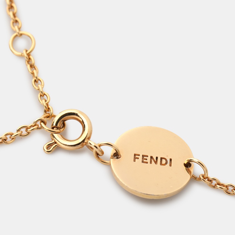 Fendi F Is Fendi Crystal Gold Tone Bracelet