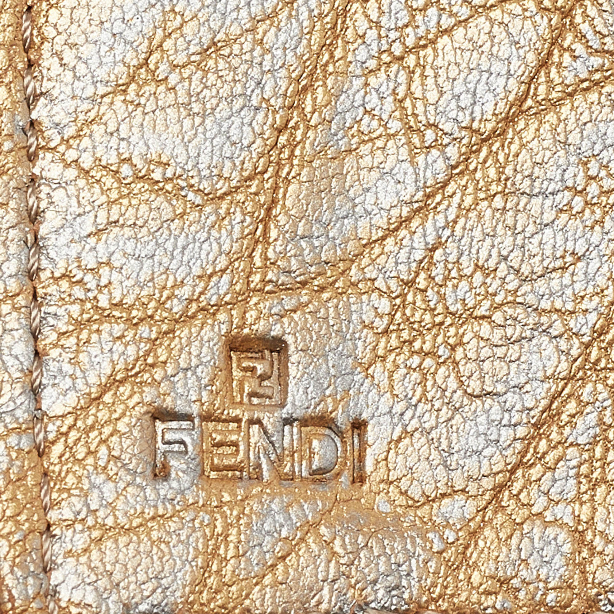 Fendi Gold Textured Leather Agenda Flap Cover