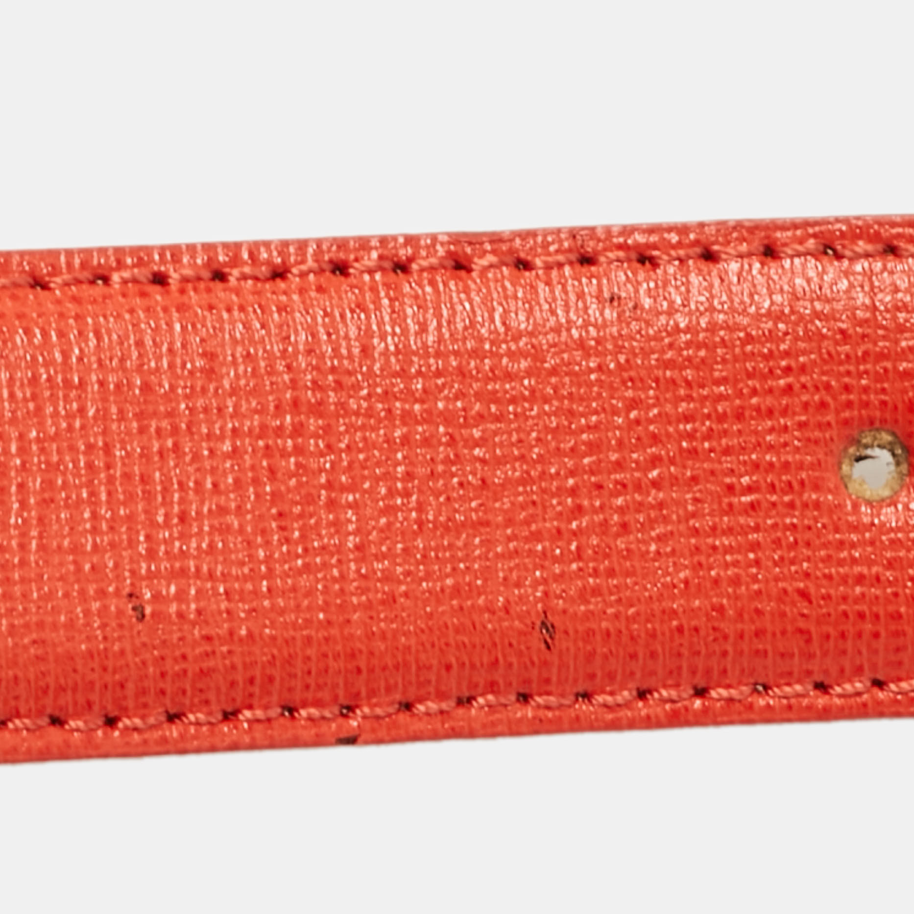 Fendi Orange Leather FF Logo Buckle Belt 85CM