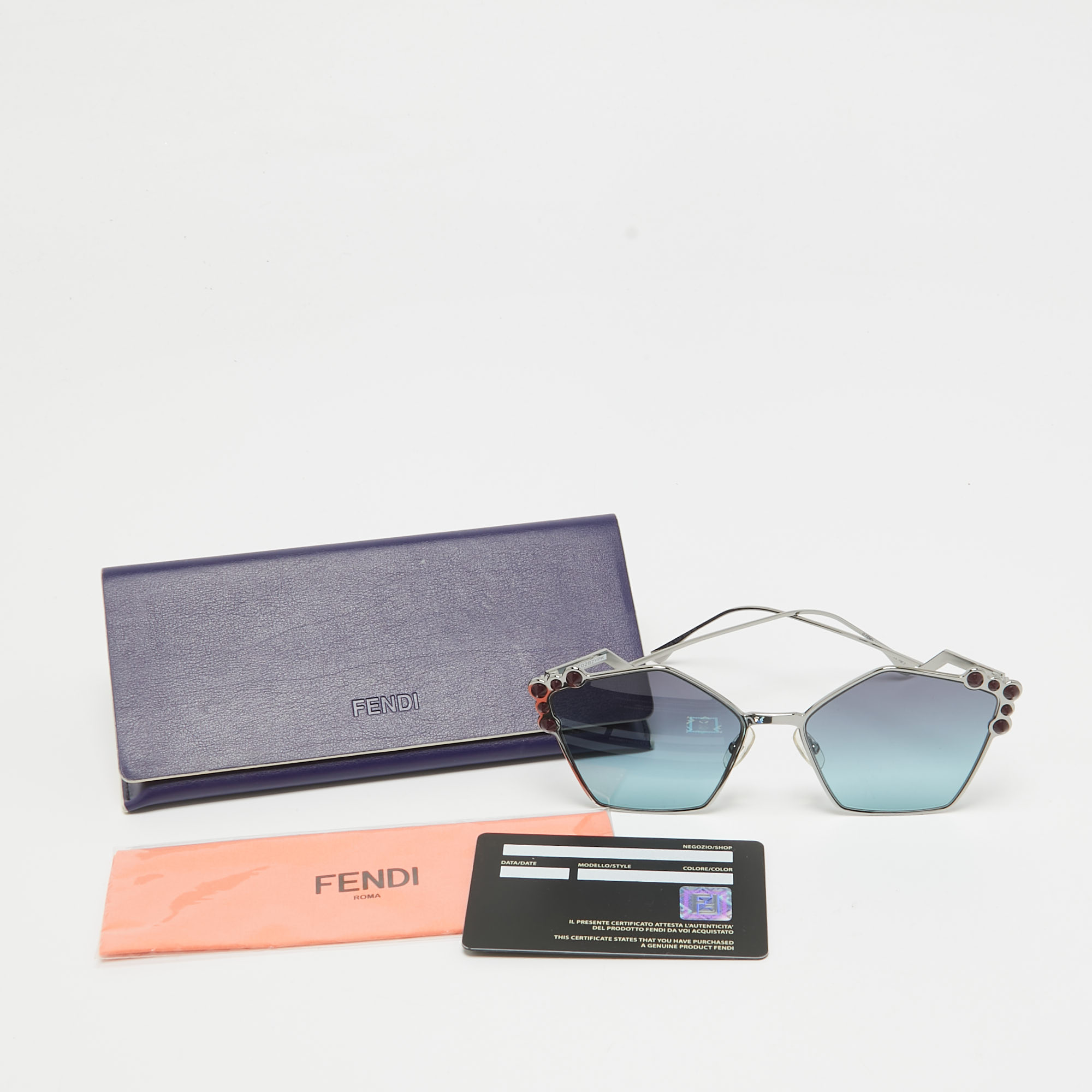 Fendi Blue Gradient FF 0261/S Spike Cat Eye Sunglasses