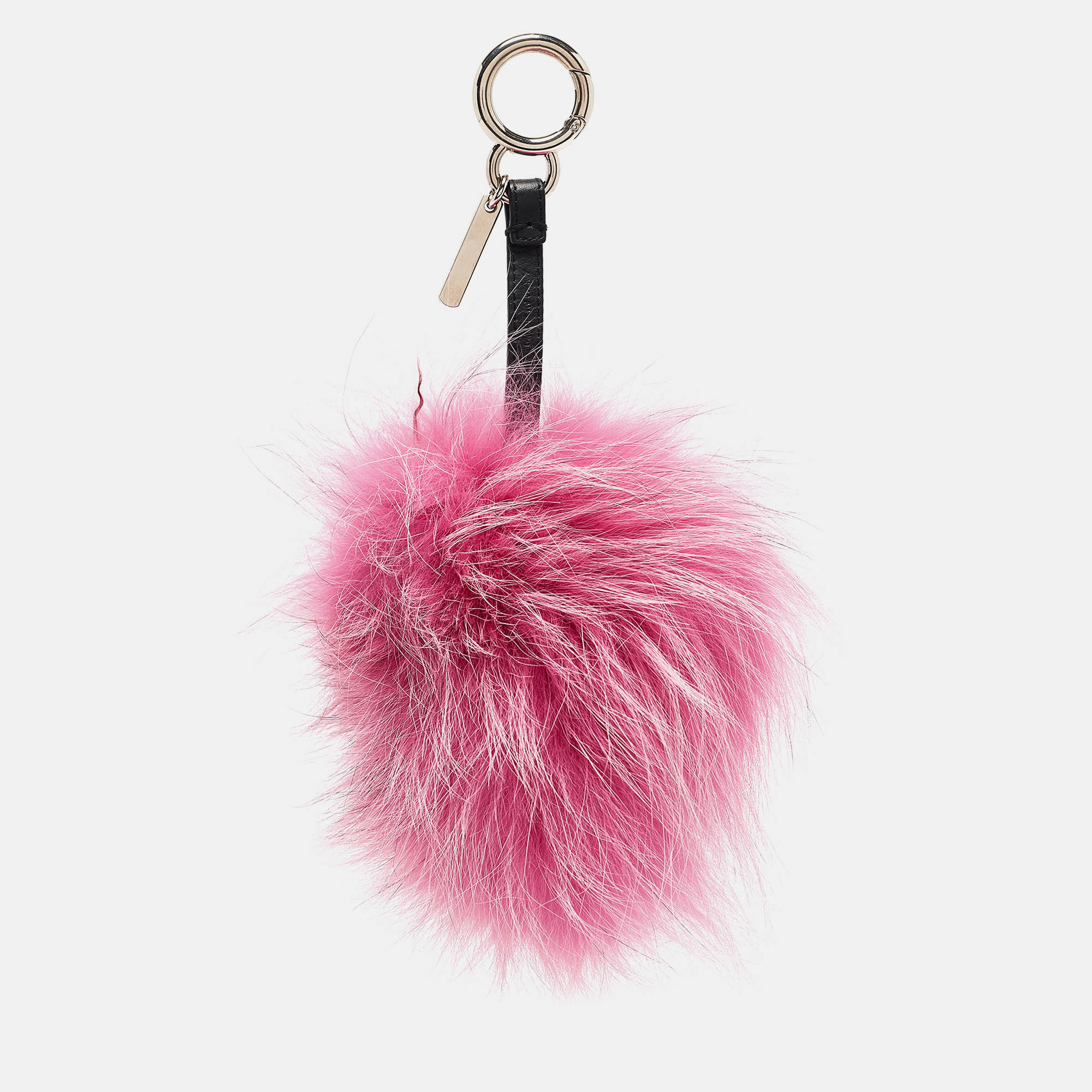 Fendi Pink Fox Fur And Shearling Crystal Tria Monster Bug Bag Charm