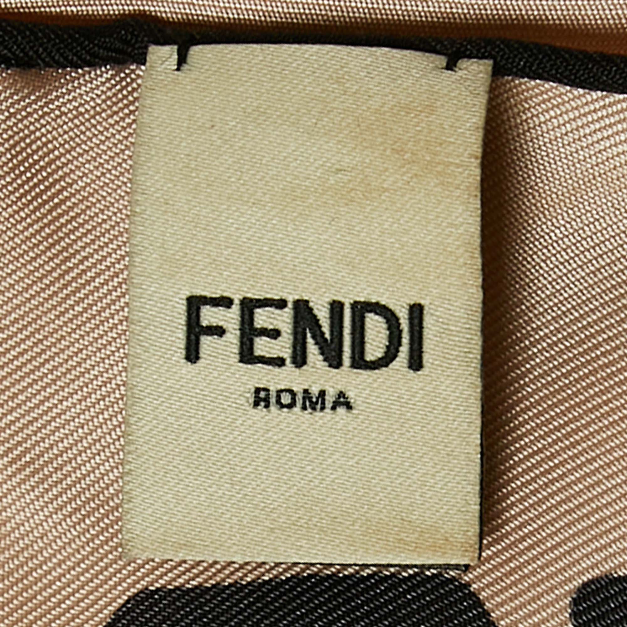 Fendi Pink Printed Silk Scarf