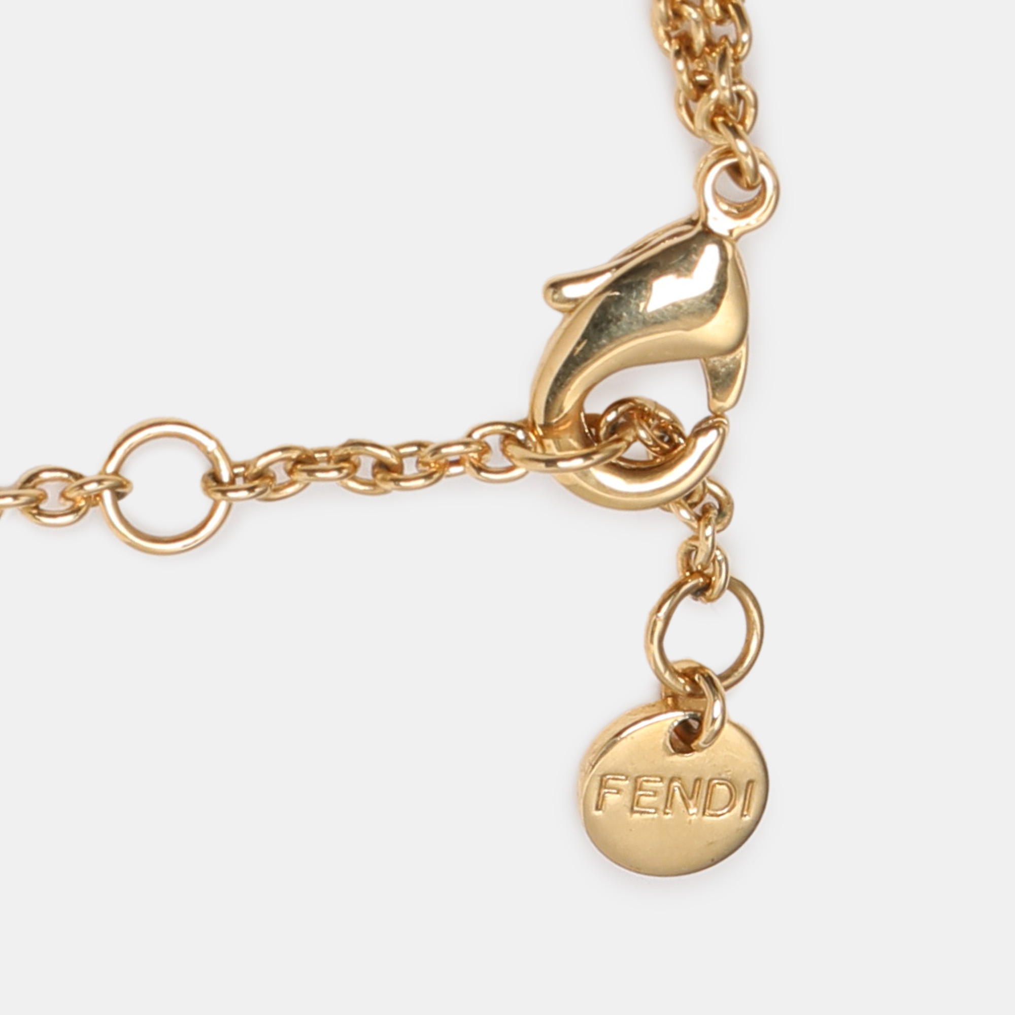 Fendi F Is Fendi Faux Pearl Gold Tone Station Bracelet