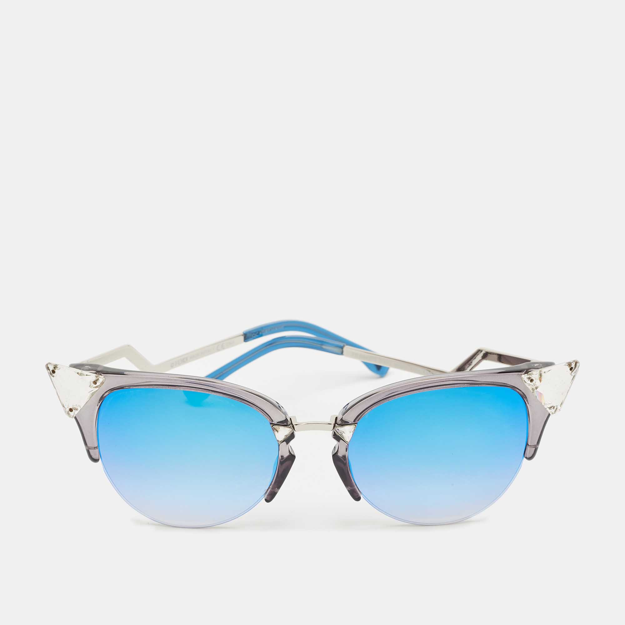 Fendi Blue/Silver Mirrored FF0042/S Iridia Crystals Cat Eye Sunglasses
Fendi Blue/Silver Mirrored FF0042/S Iridia Crystals Cat Eye Sunglasses