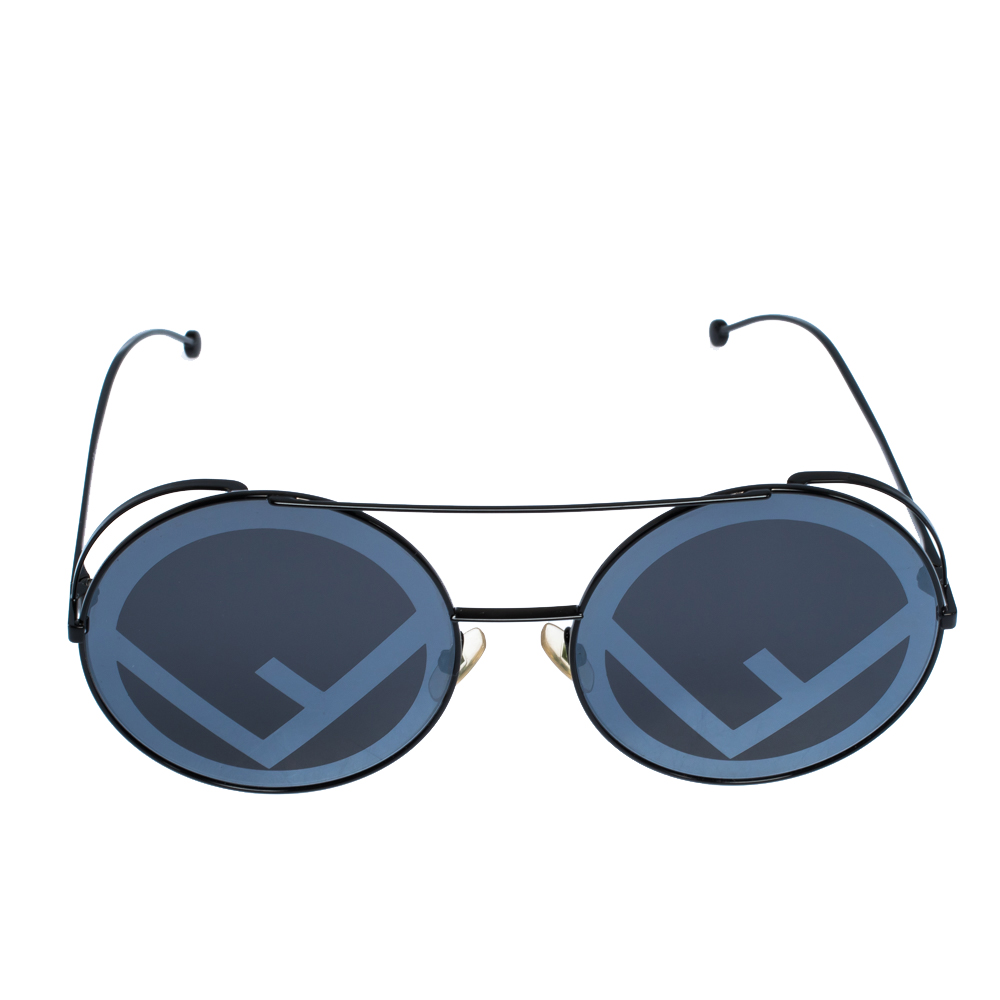 

Fendi Black Tone/ Grey Mirrored Monogram 0285/S Round Run Away Sunglasses