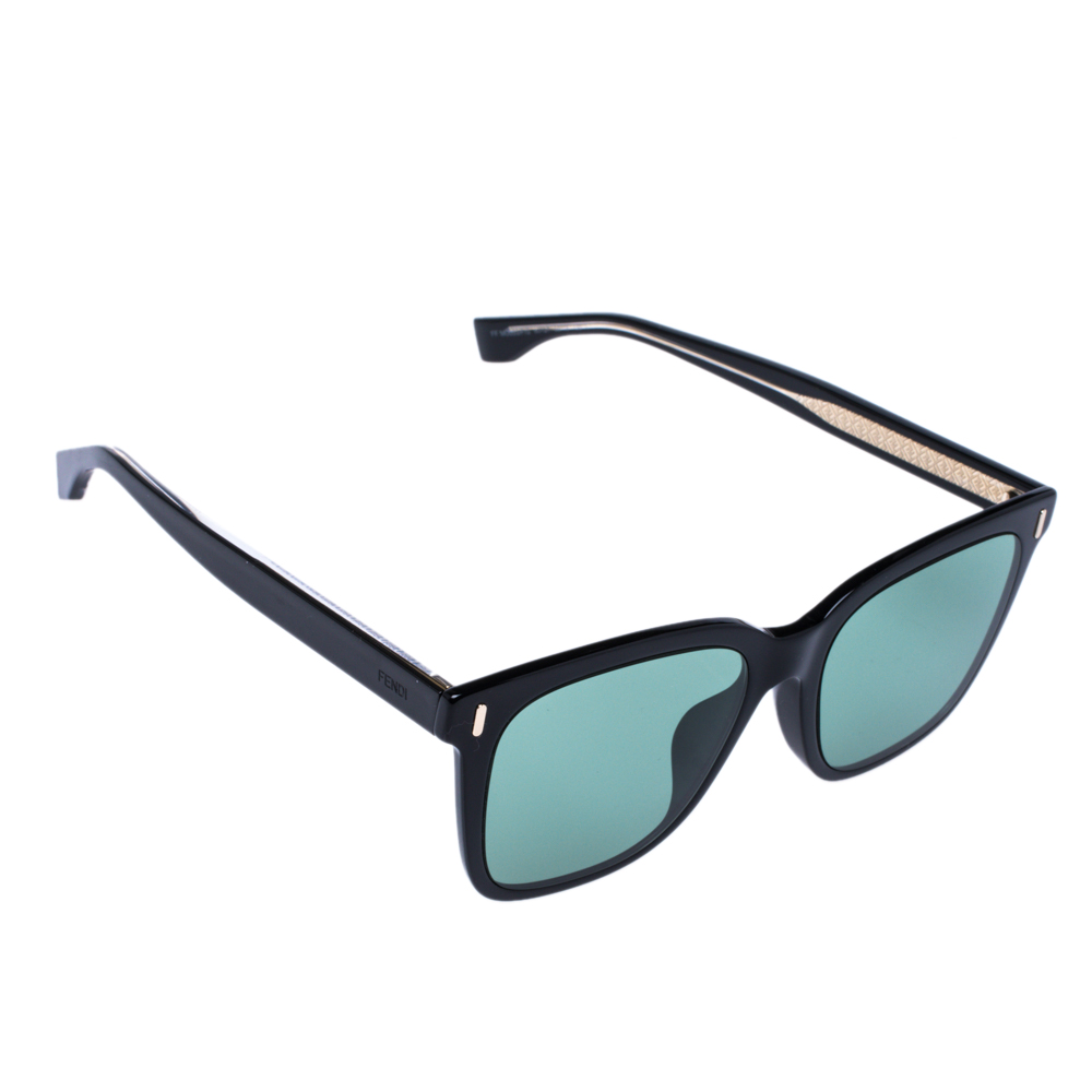 Image of Fendi Black/ Green FF M Square Sunglasses