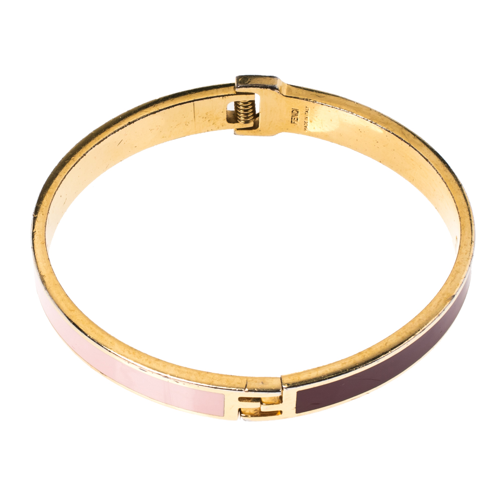 Fendi The Fendista Multicolor Enamel Gold Tone Bracelet S