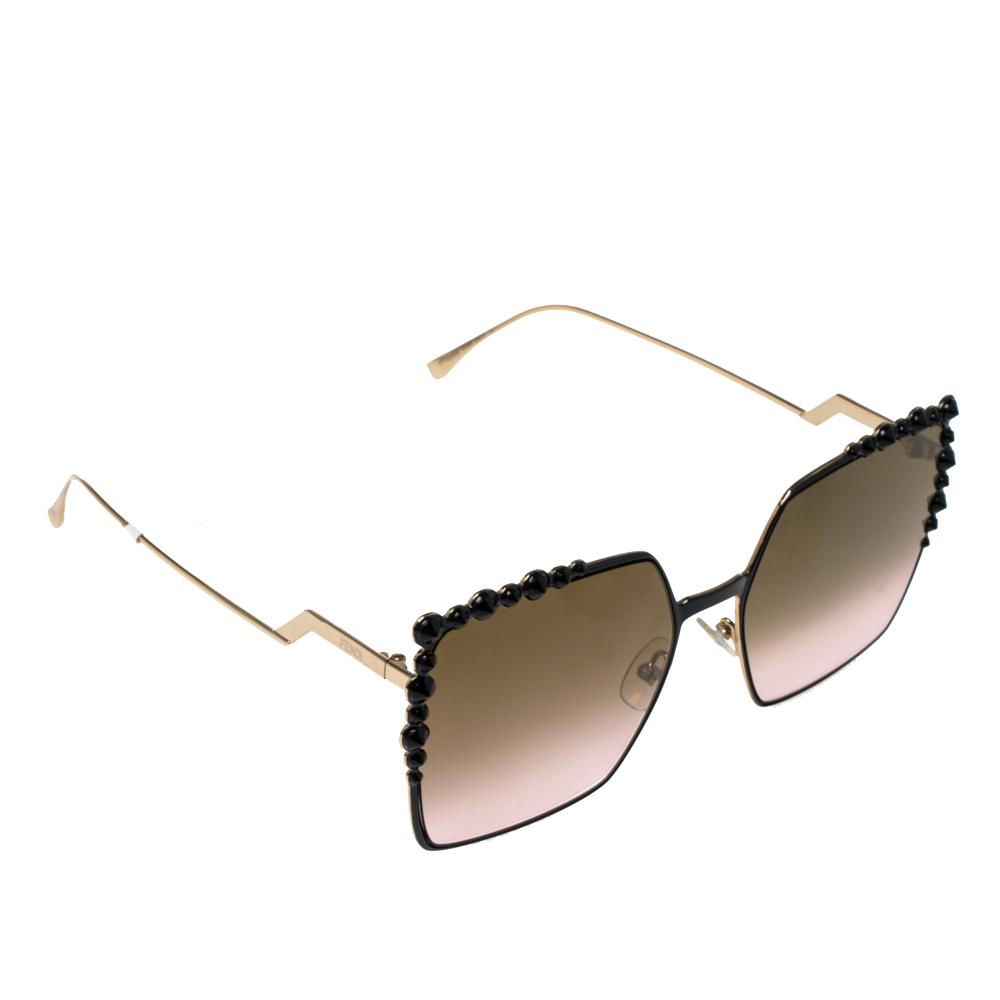 Image of Fendi Black / Gold Mirrored FF/S Can Eye Oversized Sunglasses